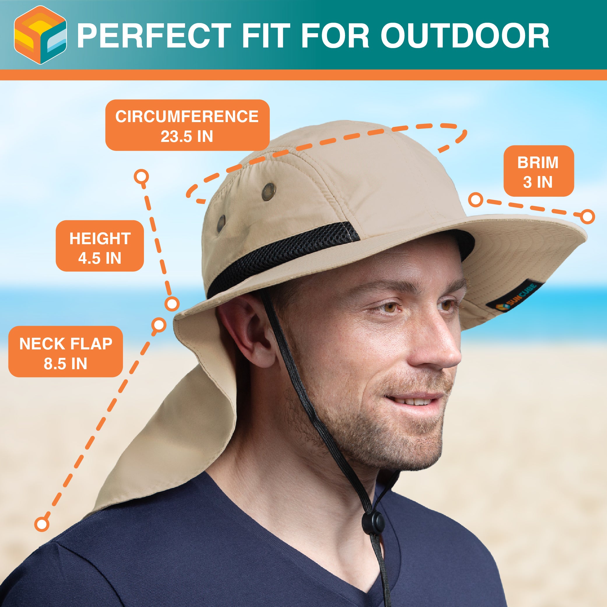 Unisex Sun Hat with Neck Flap Cover