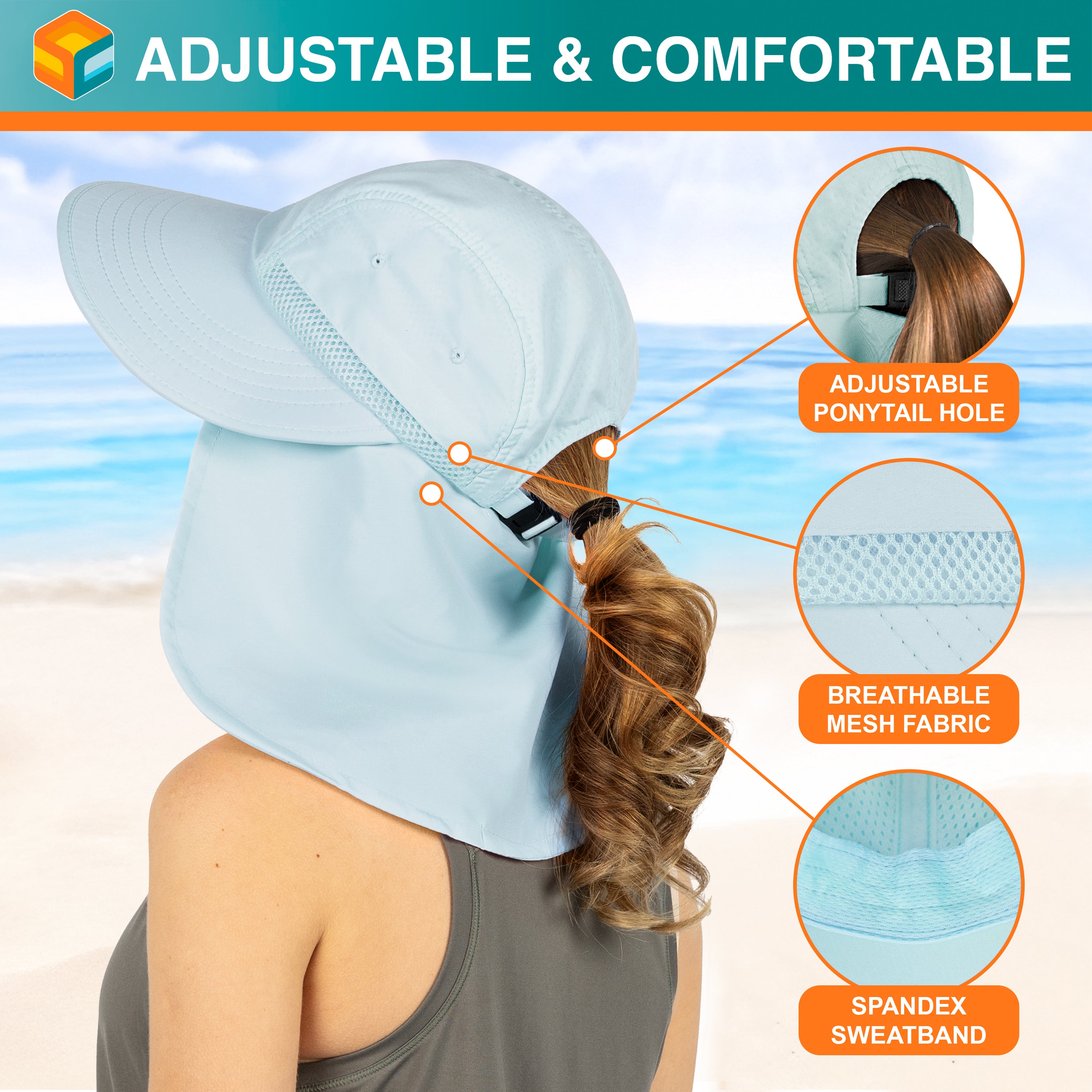 Womens Sun Hat with Neck Flap