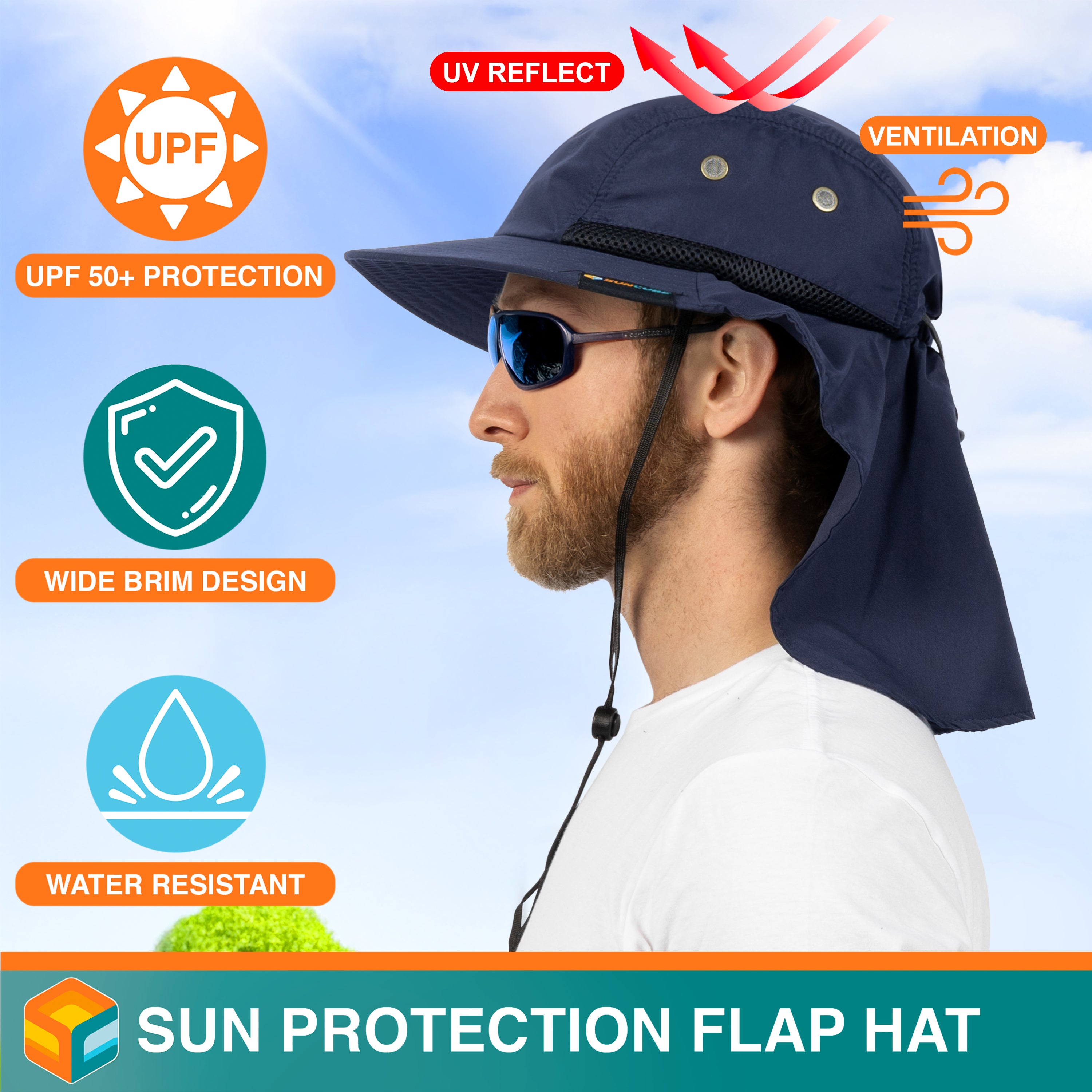 Unisex Sun Hat with Neck Flap Cover