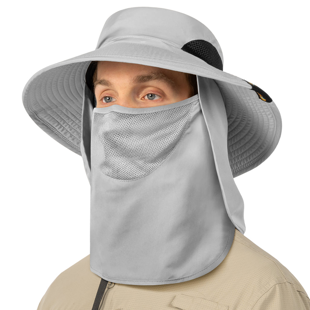 Unisex Wide Brim Hat with Neck Flap and Face Cover