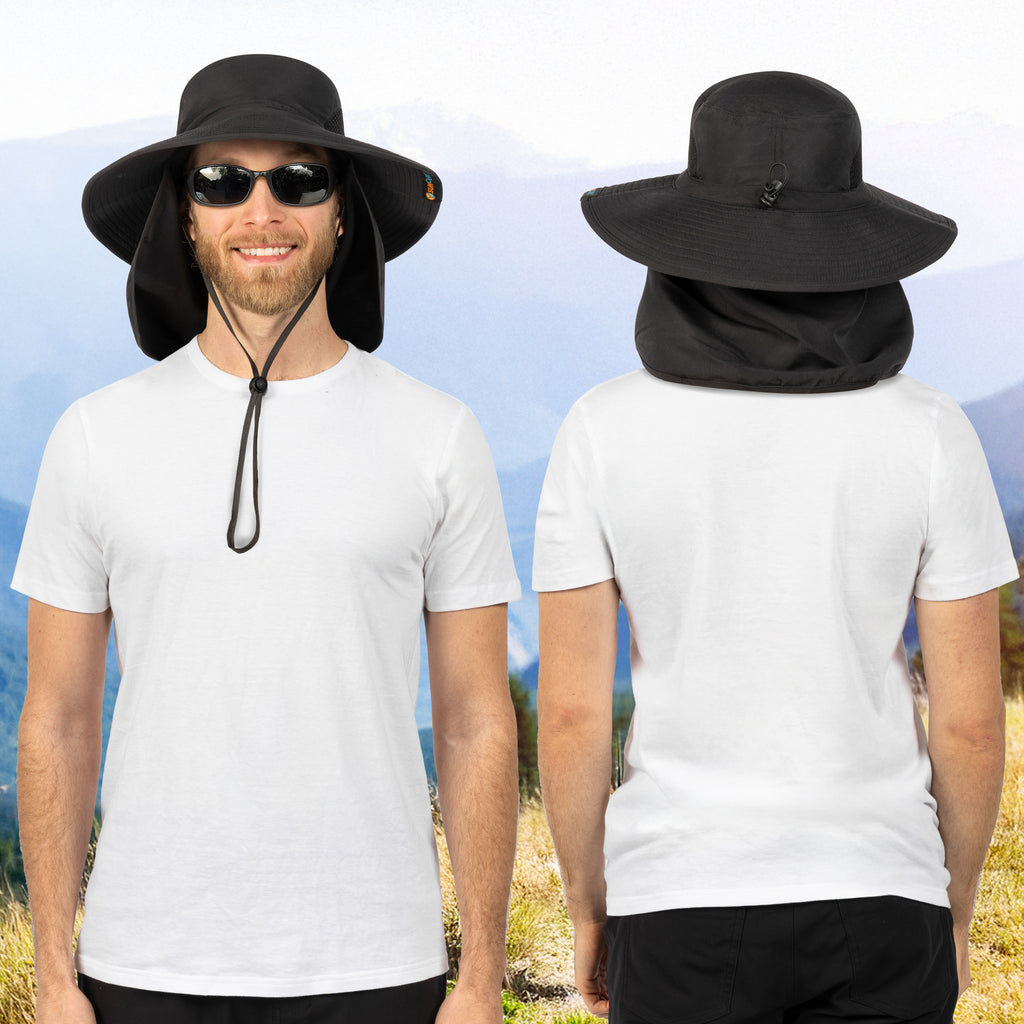 Unisex Wide Brim Sun Hat with Side Vent and Neck Flap Cover