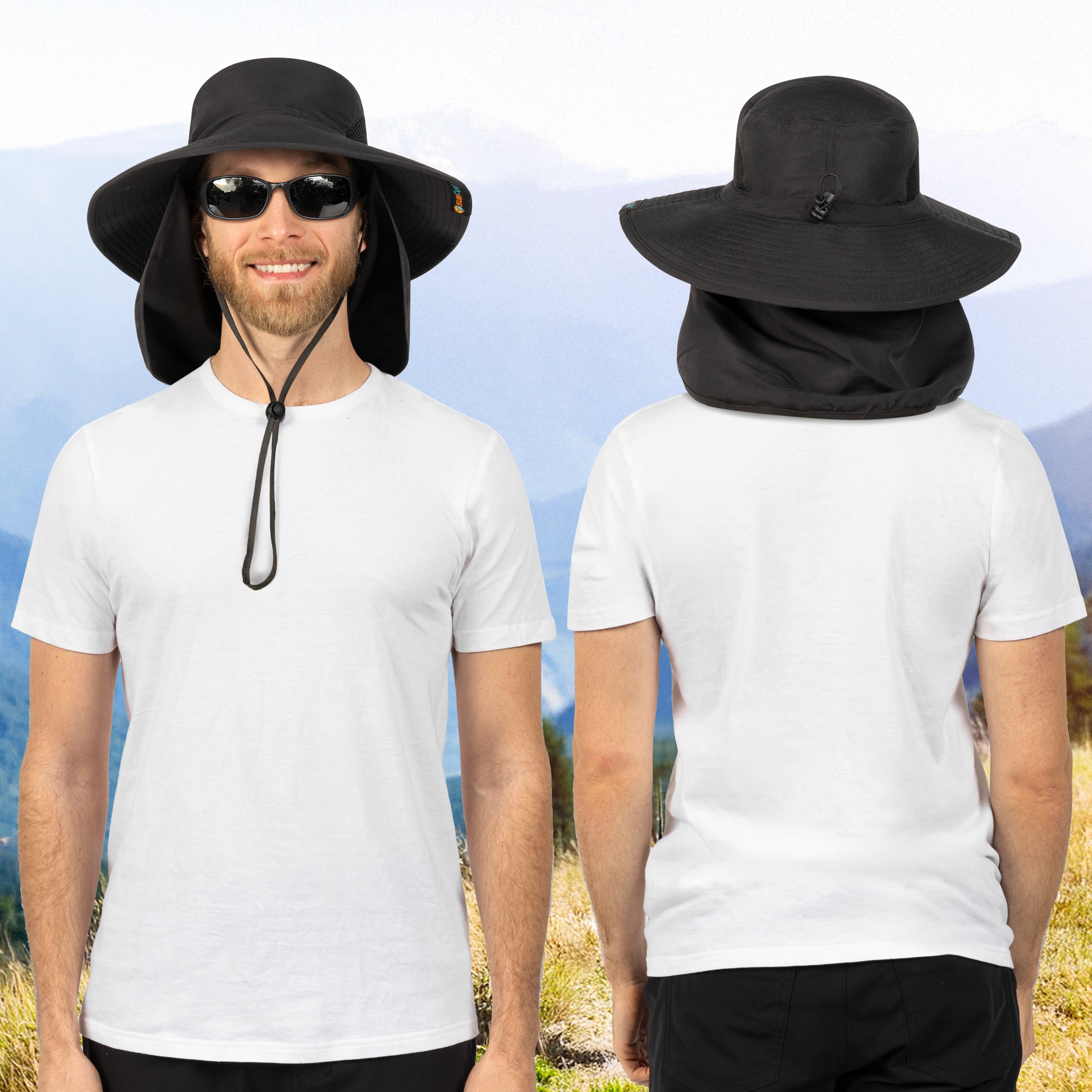 Unisex Wide Brim Sun Hat with Side Vent and Neck Flap Cover