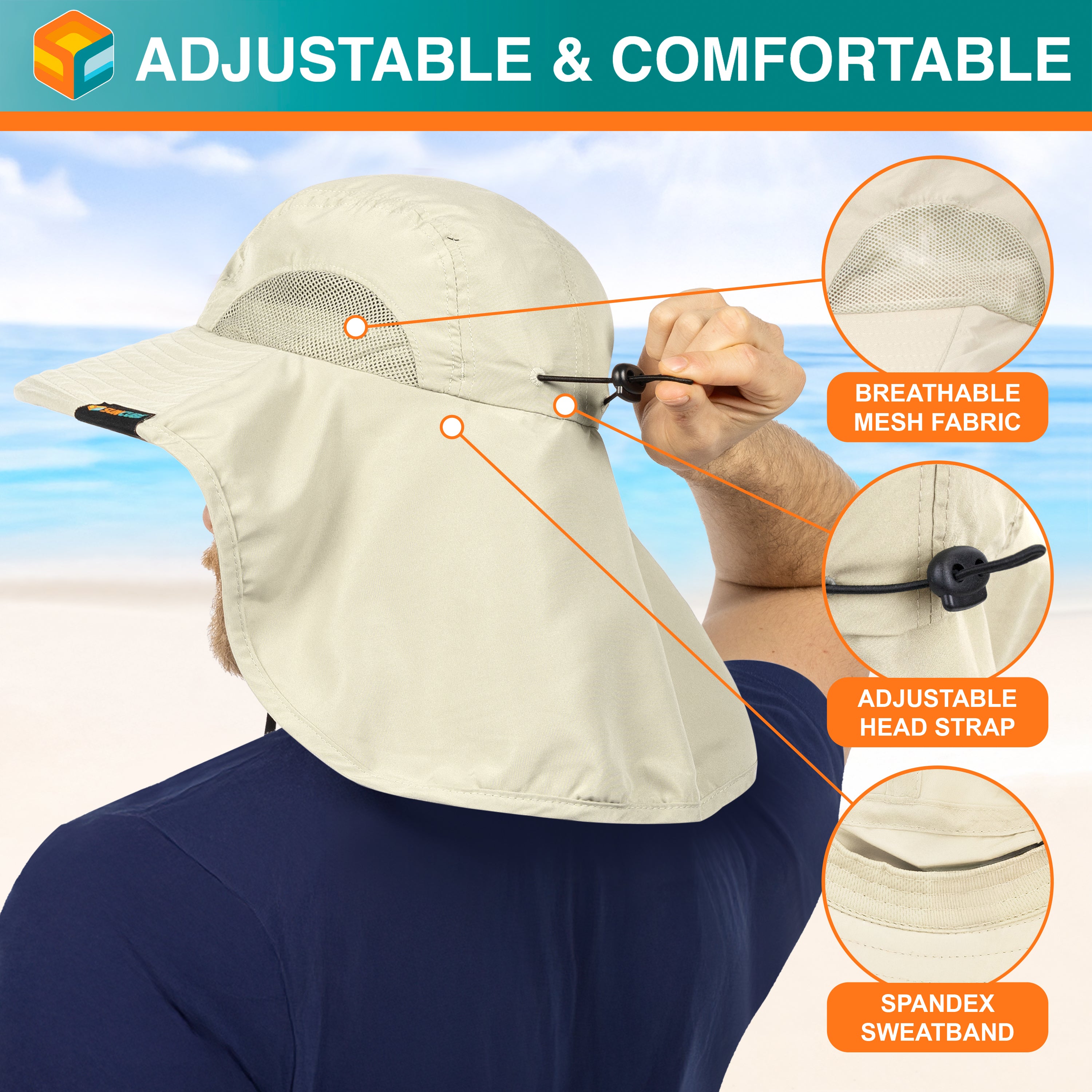 Unisex Wide Brim Sun Hat with Neck Cover