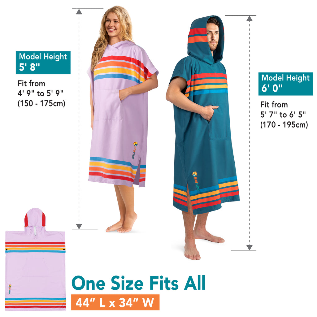 Surf Poncho Changing Robe with Hood, Microfiber - Adults