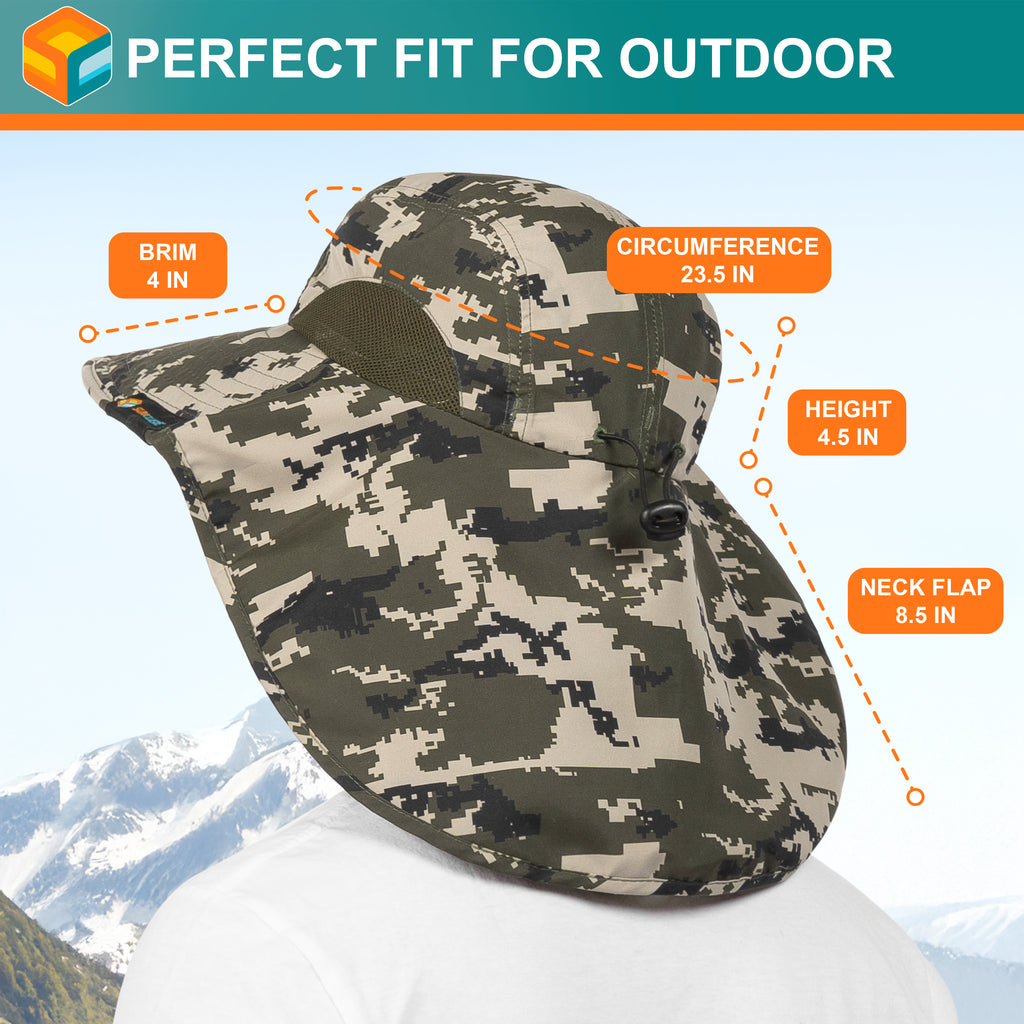 Unisex Wide Brim Sun Hat with Neck Cover