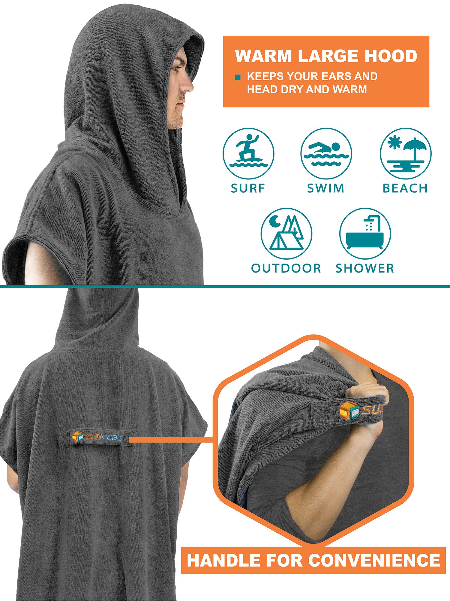 Surf Poncho Changing Robe with Hood - Adults