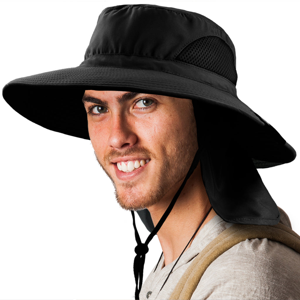 Unisex Wide Brim Sun Hat with Side Vent and Neck Flap Cover