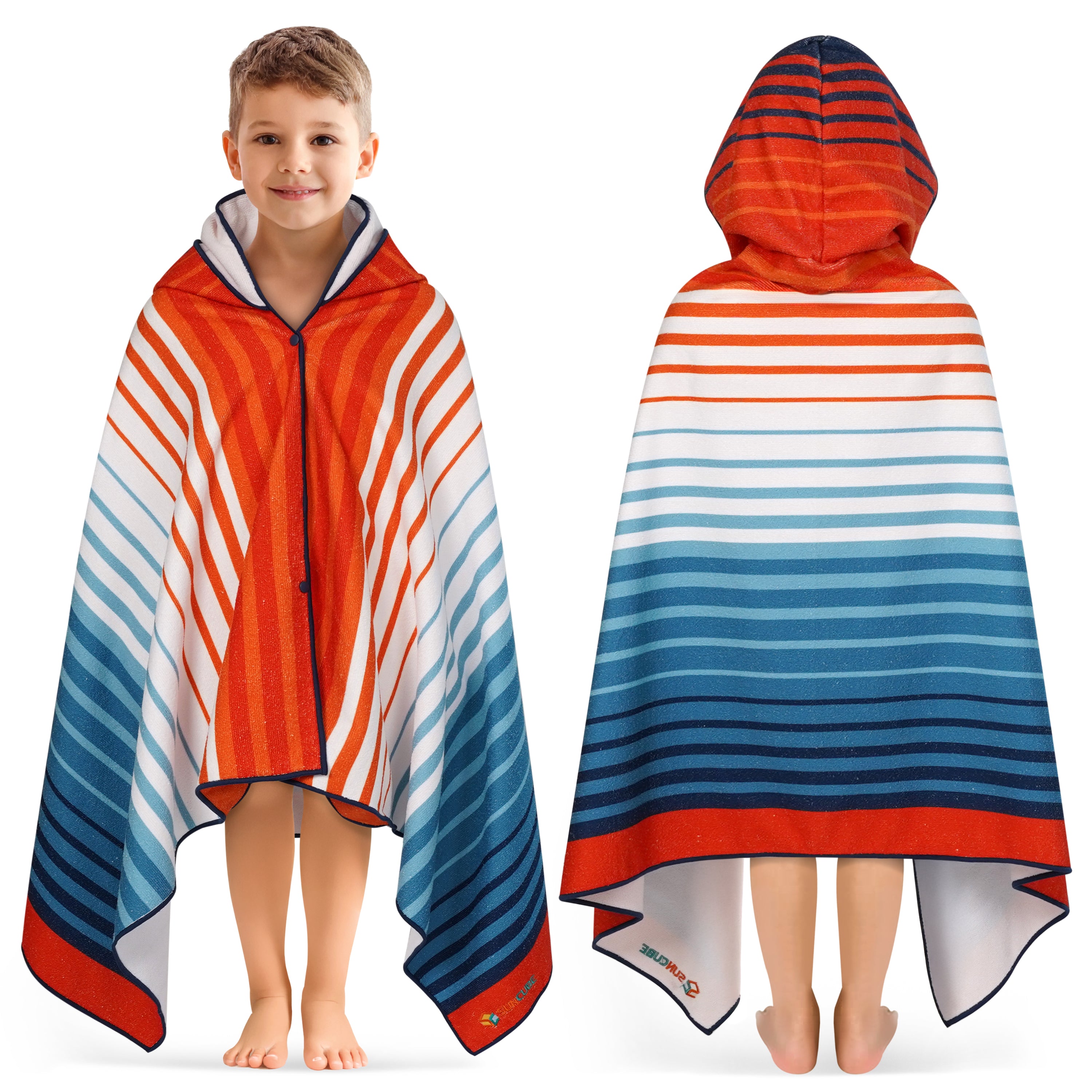 Kids Hooded Poncho Wrap Bath Towel