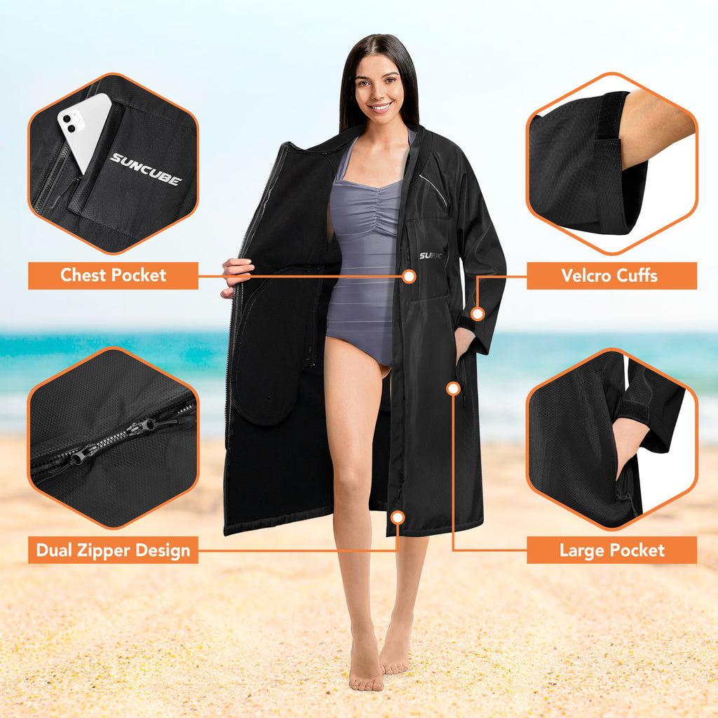 Unisex Hooded Swim Parka - Fleece, Adults