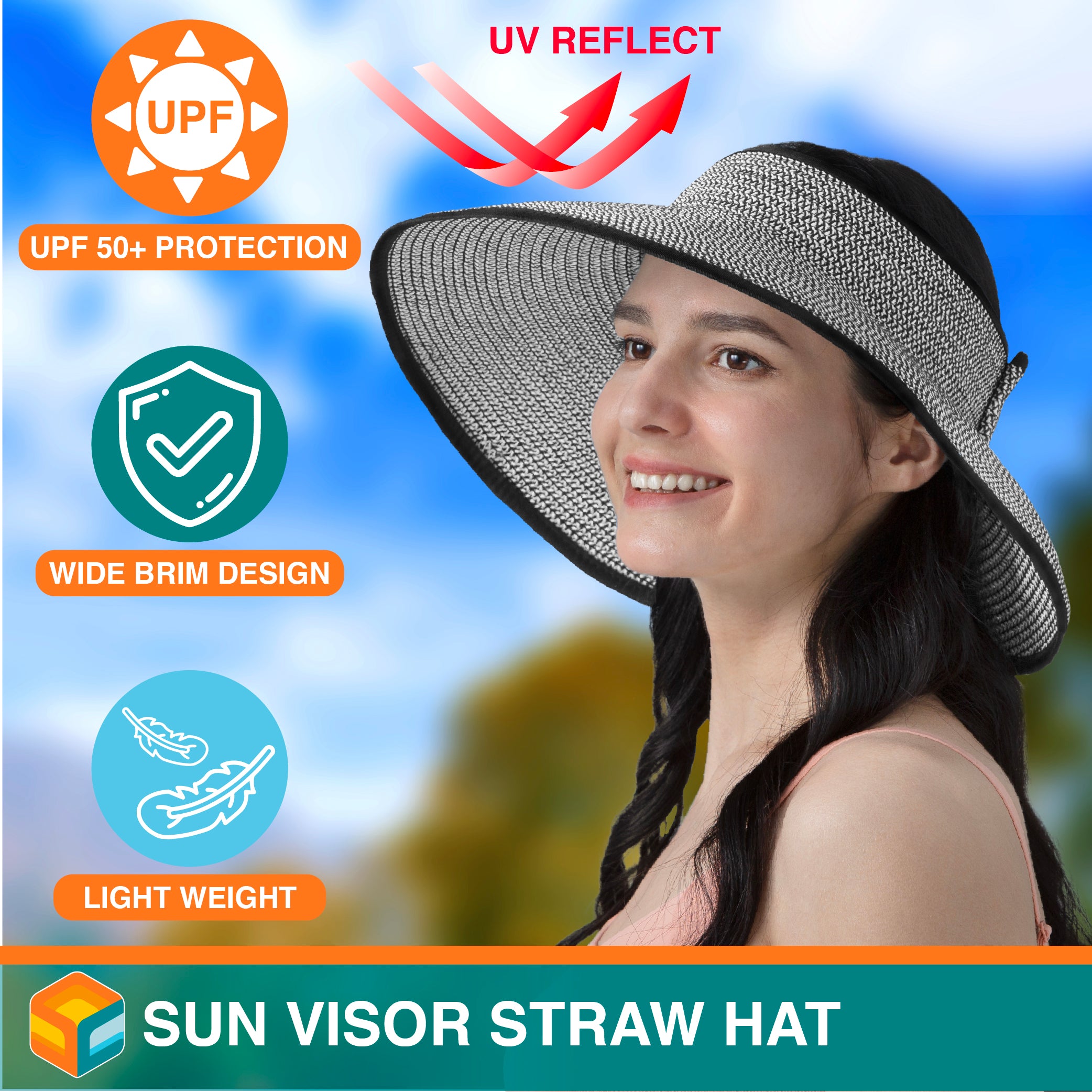 Women Wide Brim Sun Visor Hat