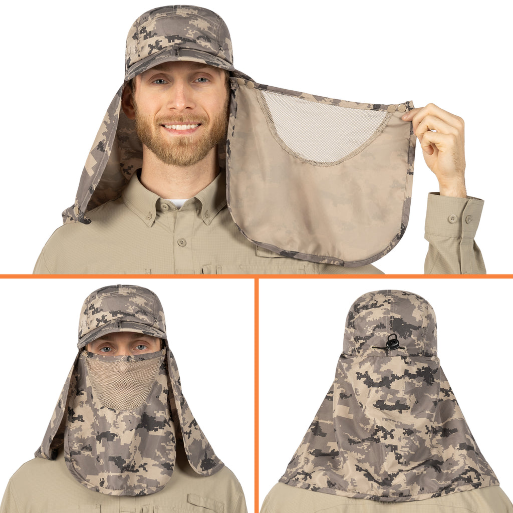 Unisex Sun Cap with Neck Flap and Face Cover