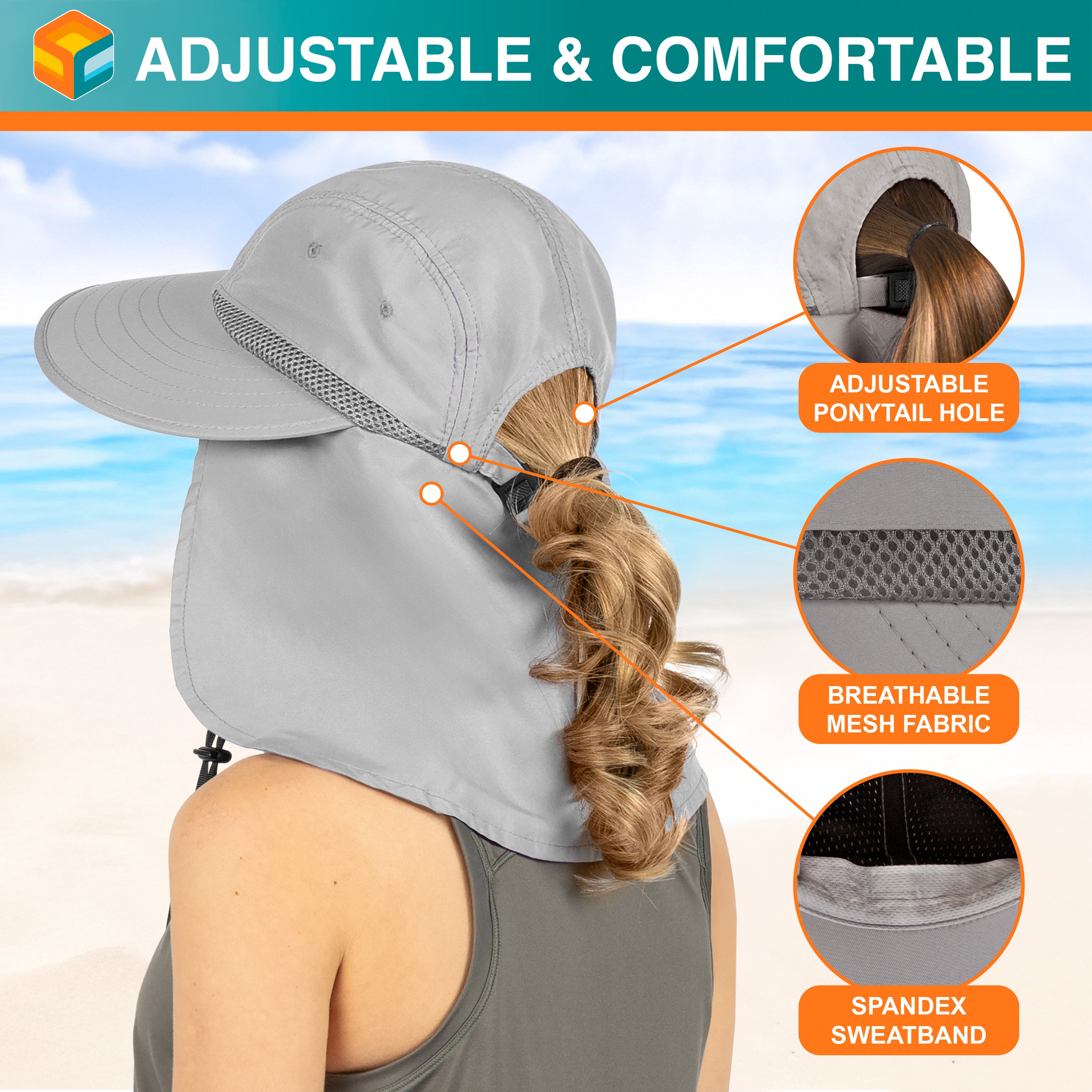 Womens Sun Hat with Neck Flap