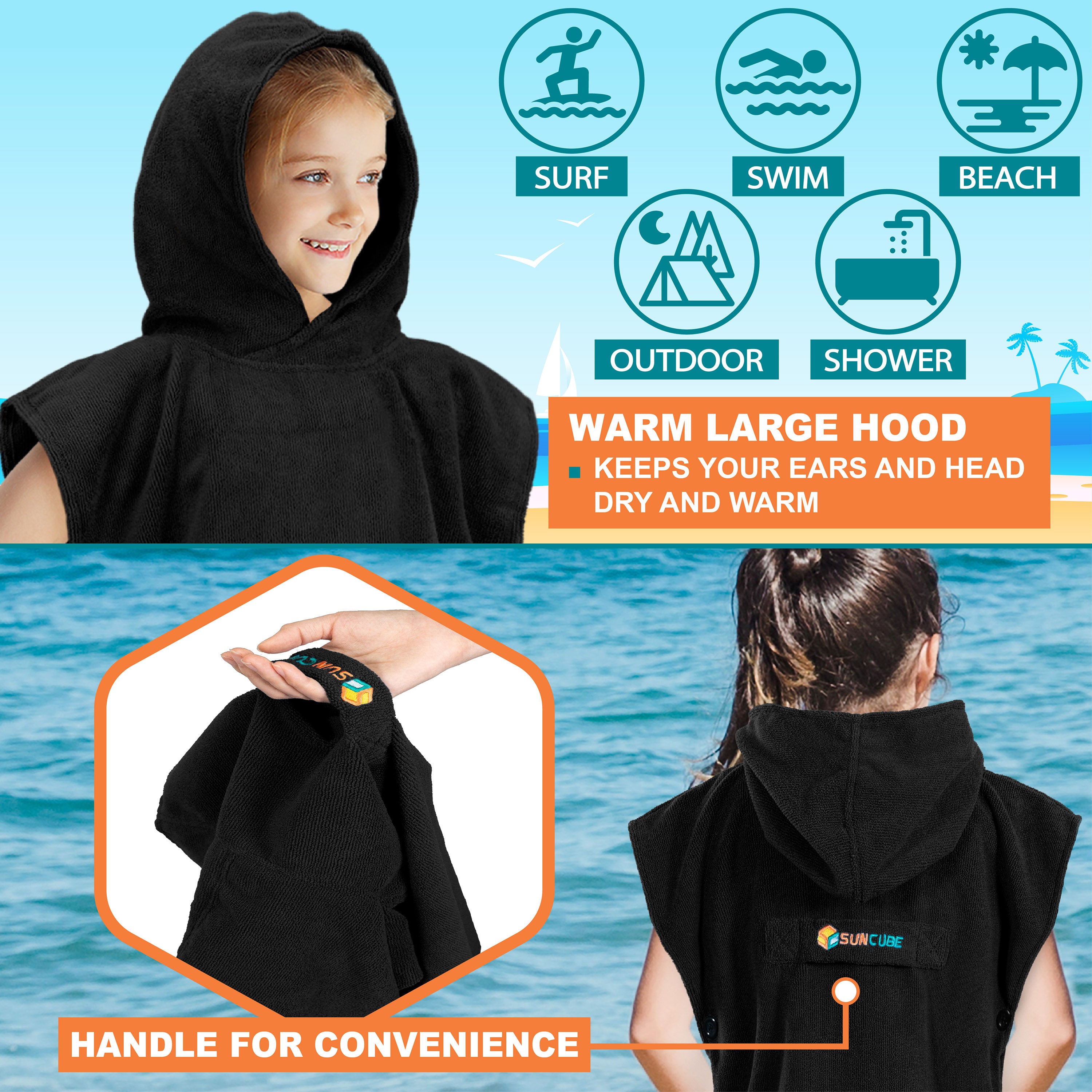 Surf Poncho Changing Robe with Hood - Kids / Teen