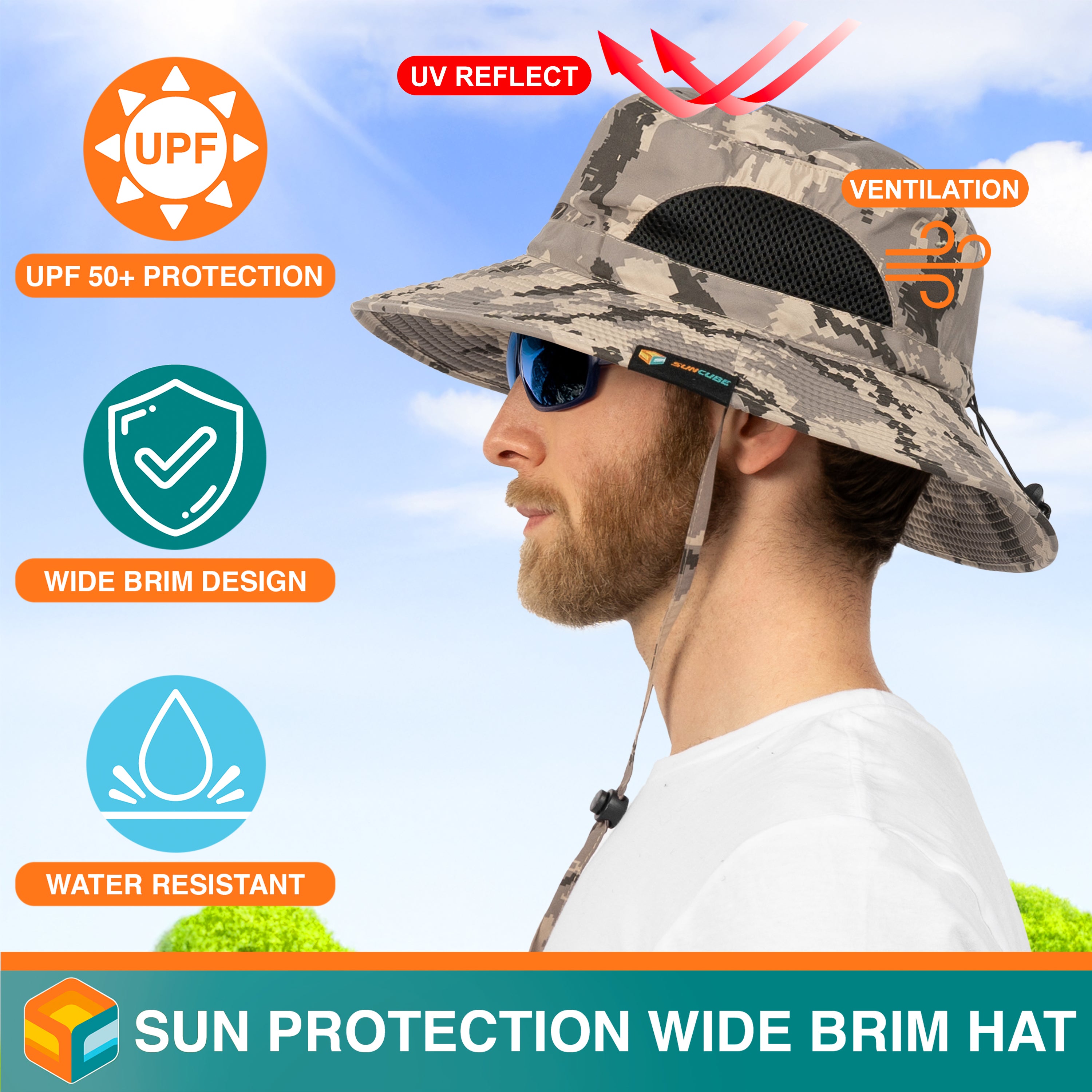 Unisex Wide Brim Sun Hat with Side Vent