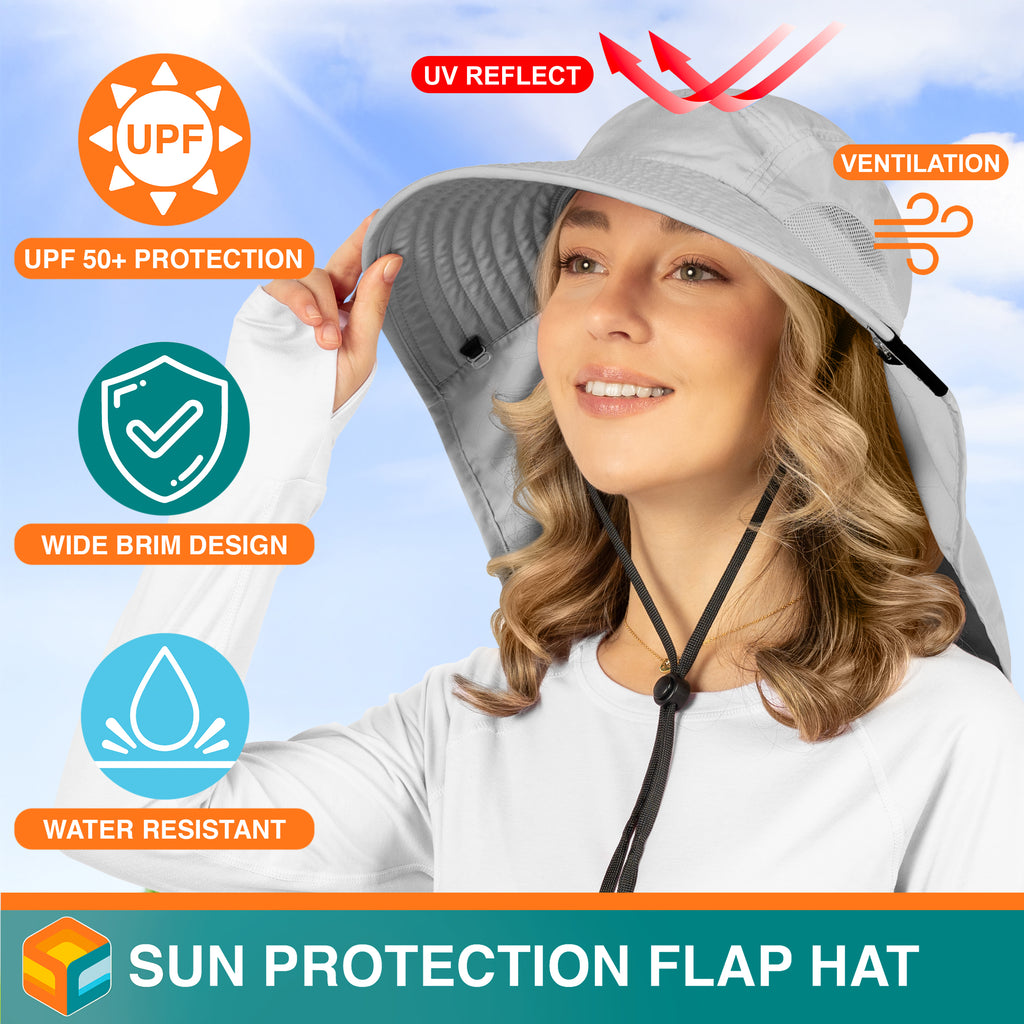 Unisex Wide Brim Sun Hat with Neck Cover