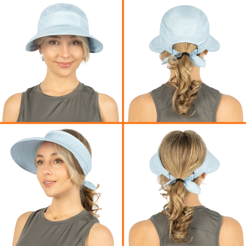 Womens Convertible Zip Off Sun Visor Hat