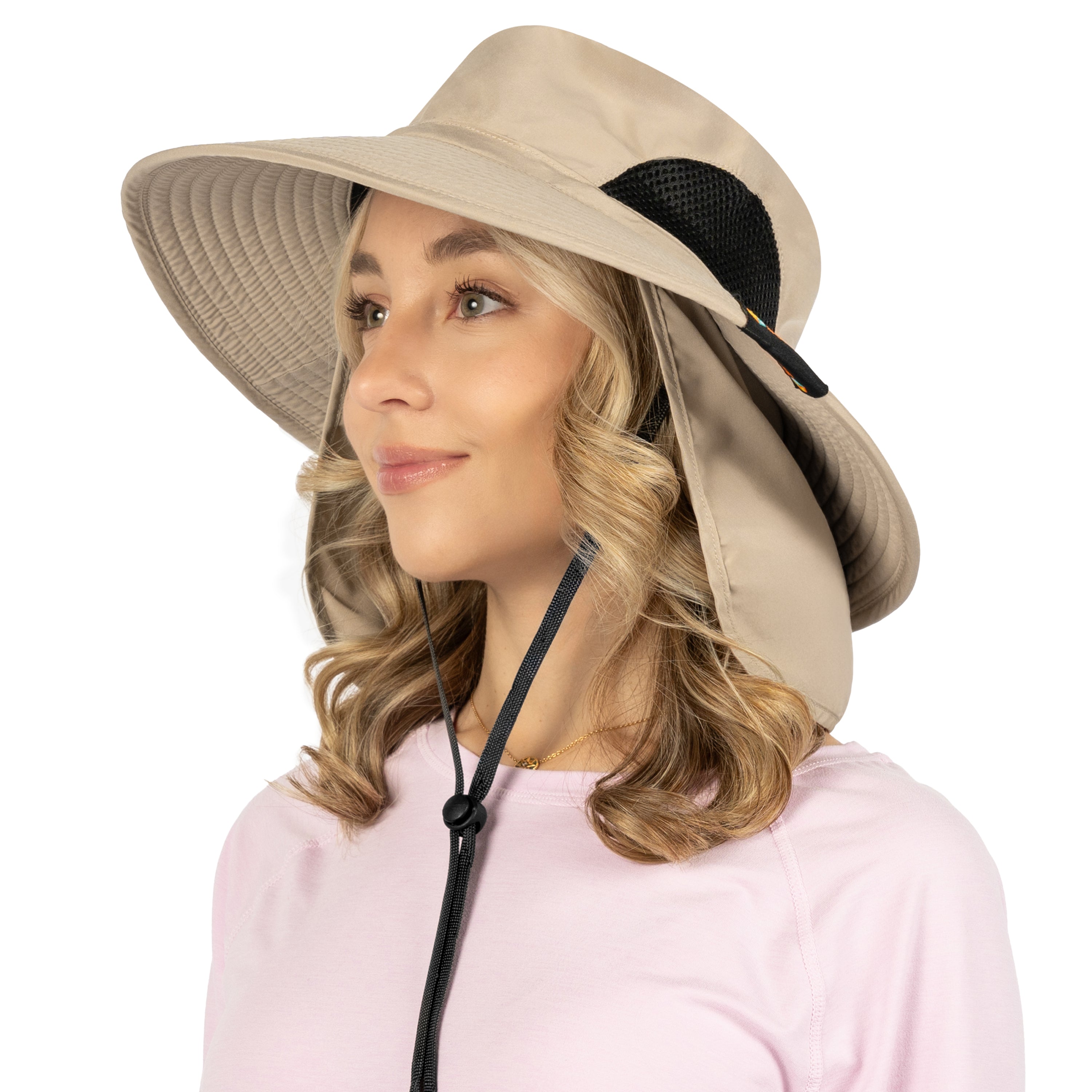 Unisex Wide Brim Sun Hat with Side Vent and Neck Flap Cover