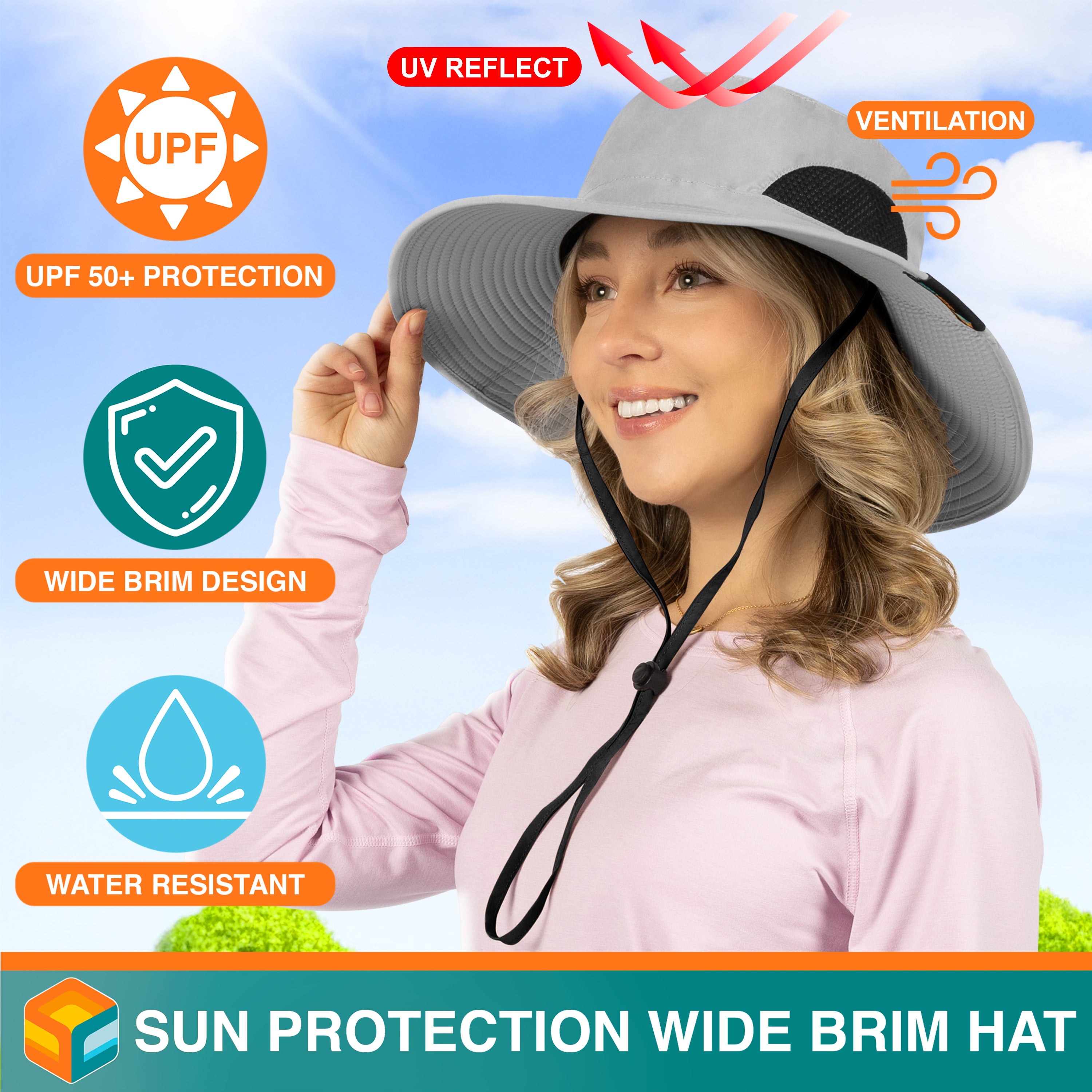 Unisex Wide Brim Sun Hat with Side Vent