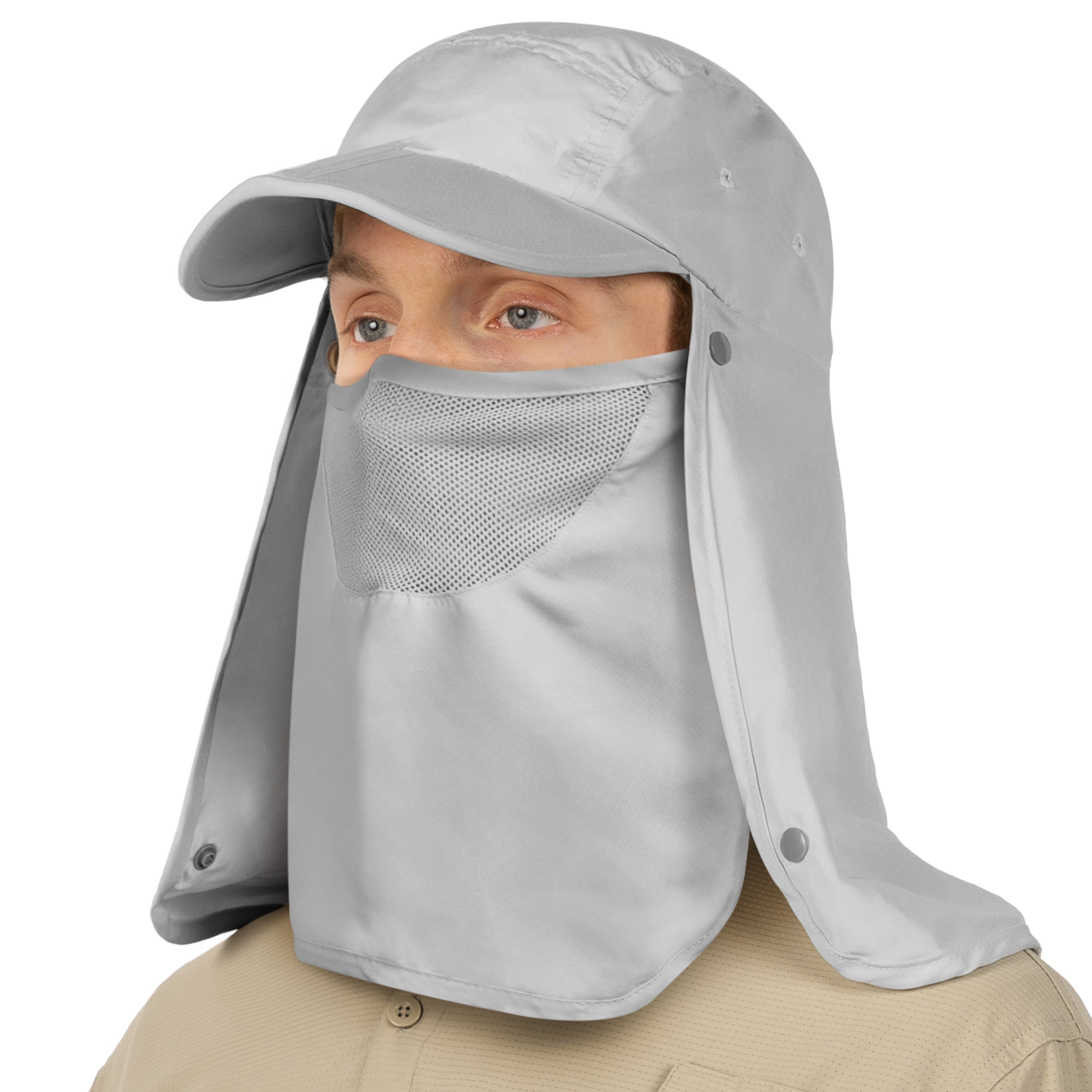 Unisex Sun Cap with Neck Flap and Face Cover