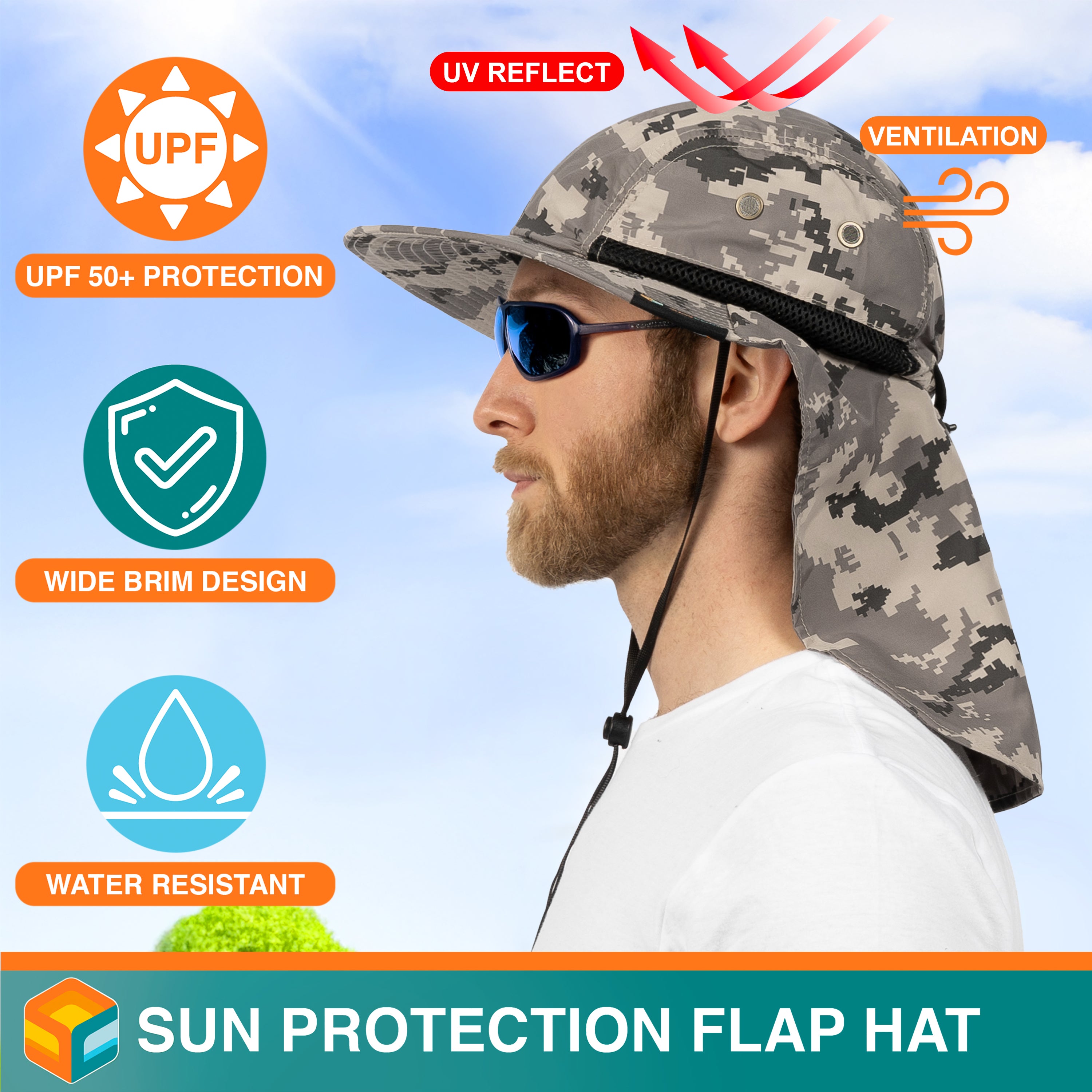 Unisex Sun Hat with Neck Flap Cover