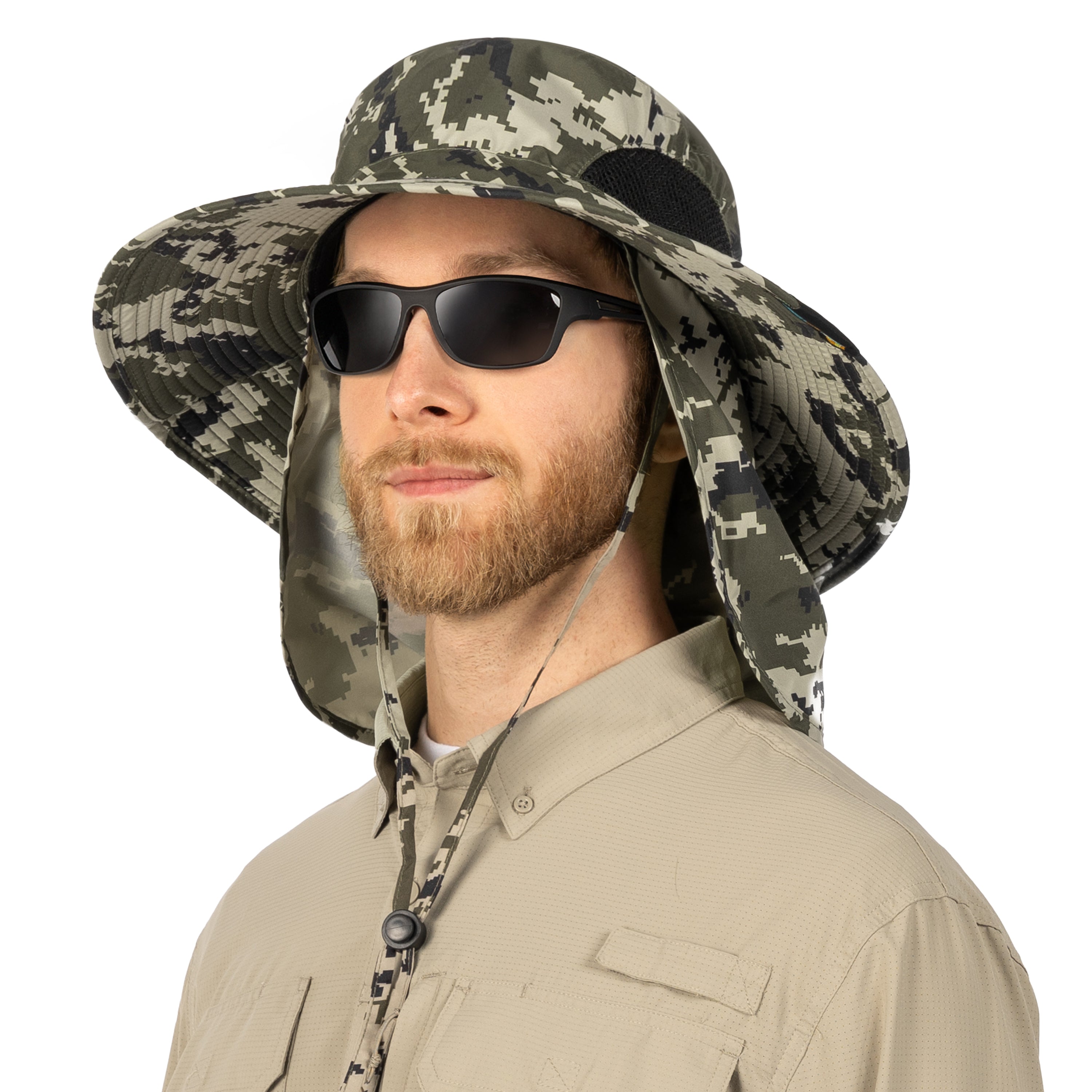 Unisex Wide Brim Sun Hat with Side Vent and Neck Flap Cover