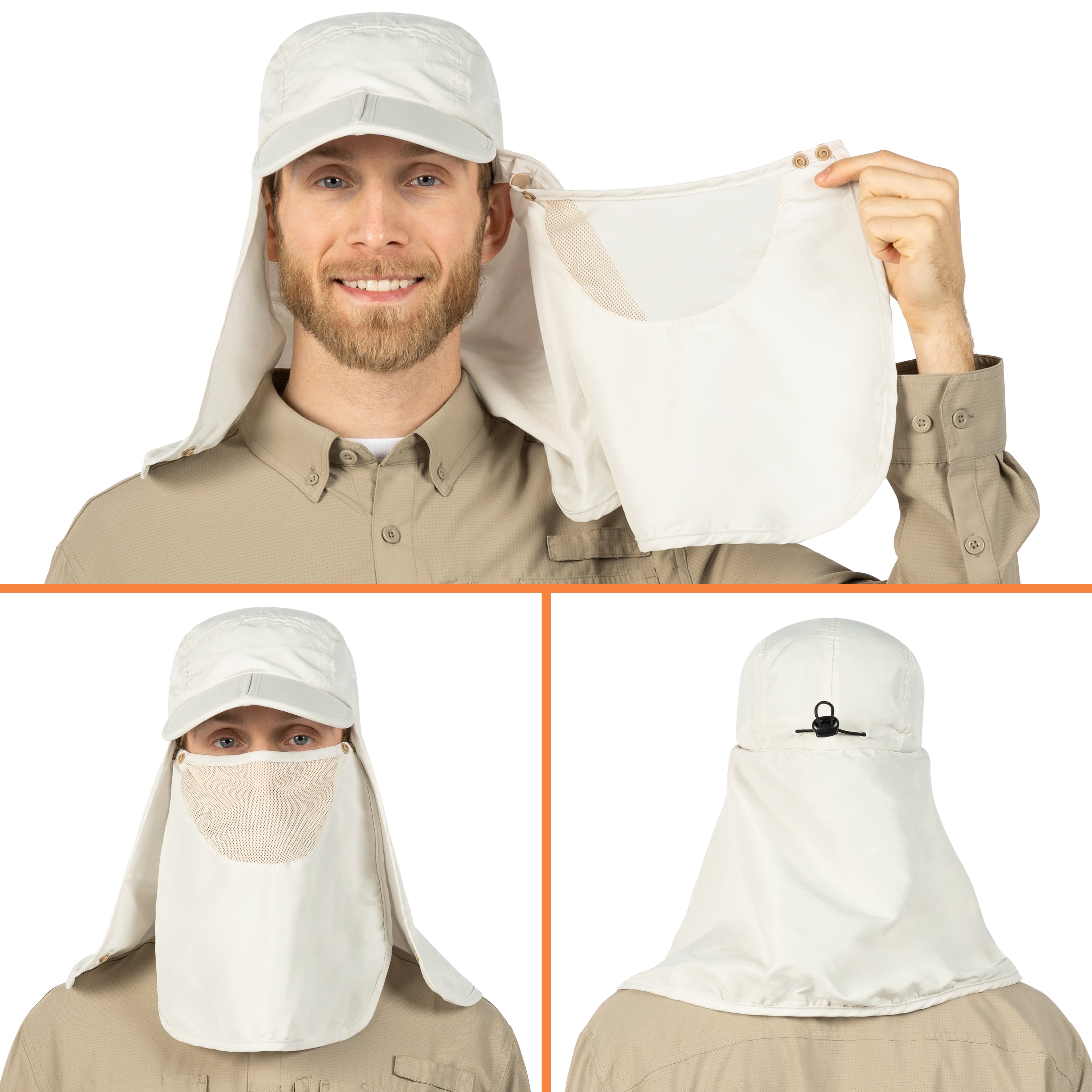 Unisex Sun Cap with Neck Flap and Face Cover
