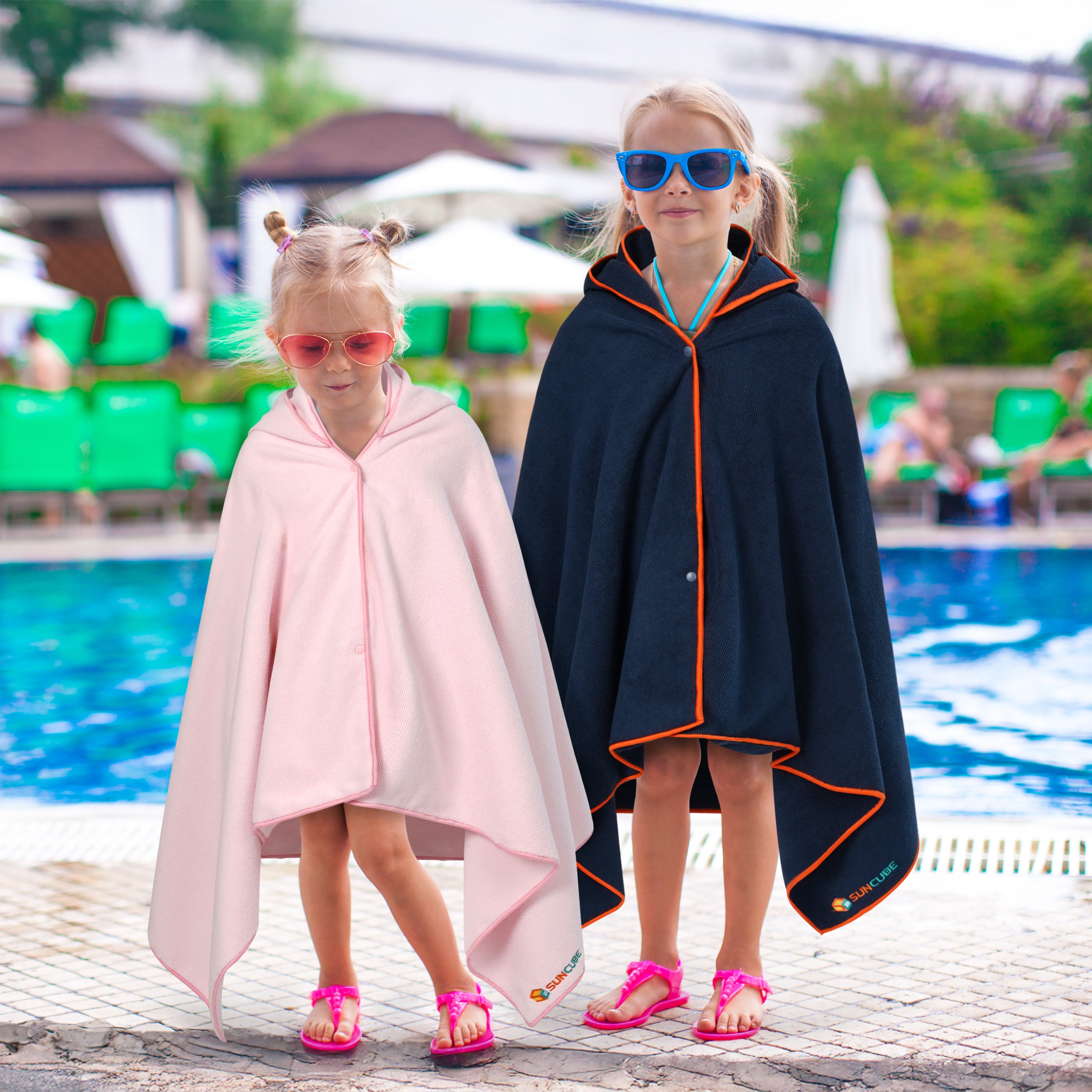 Kids Hooded Poncho Wrap Bath Towel