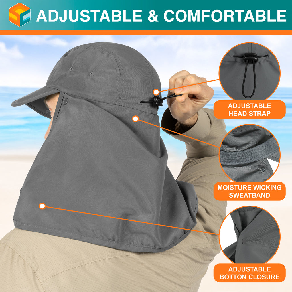 Unisex Sun Cap with Neck Flap and Face Cover