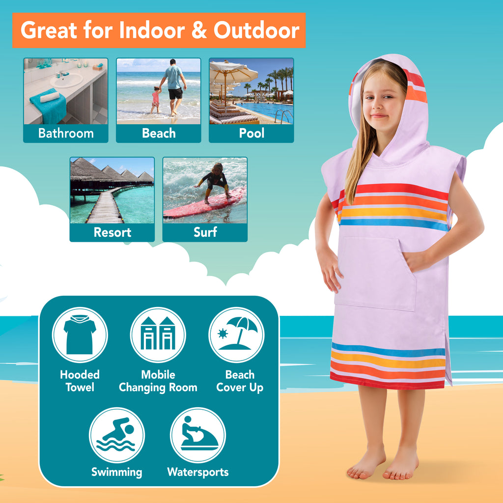Surf Poncho Changing Robe with Hood, Microfiber - Kids / Teen