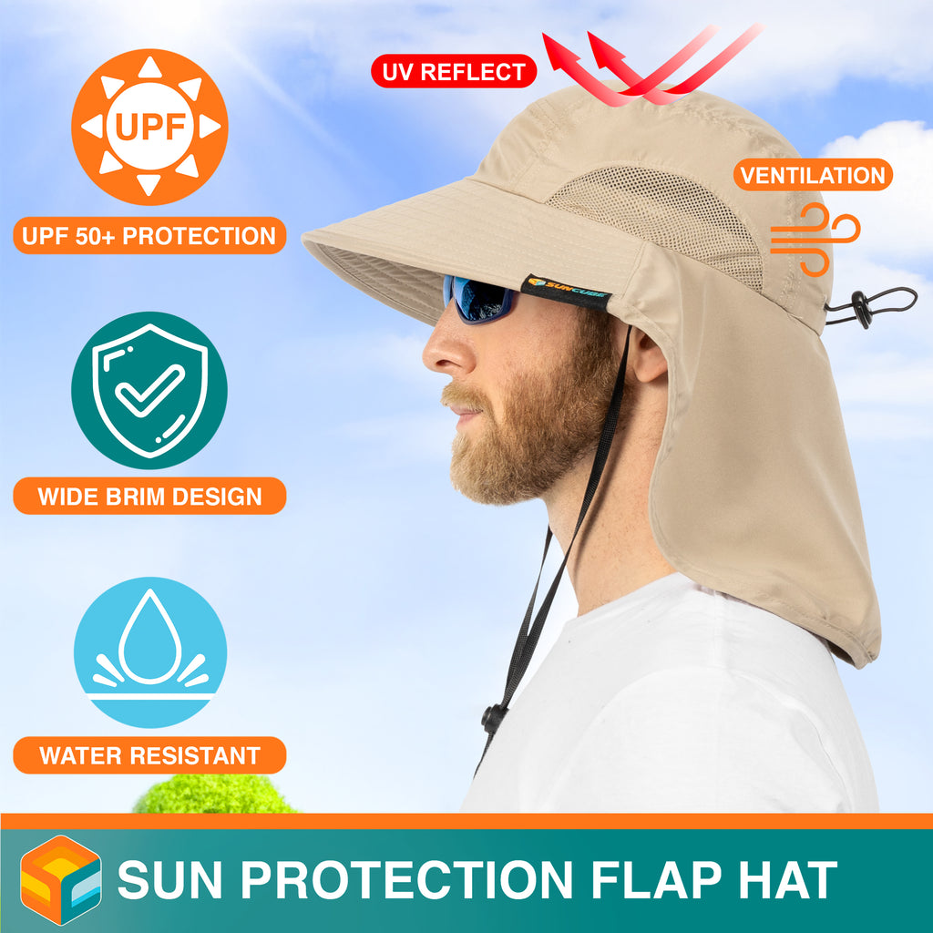 Unisex Wide Brim Sun Hat with Neck Cover