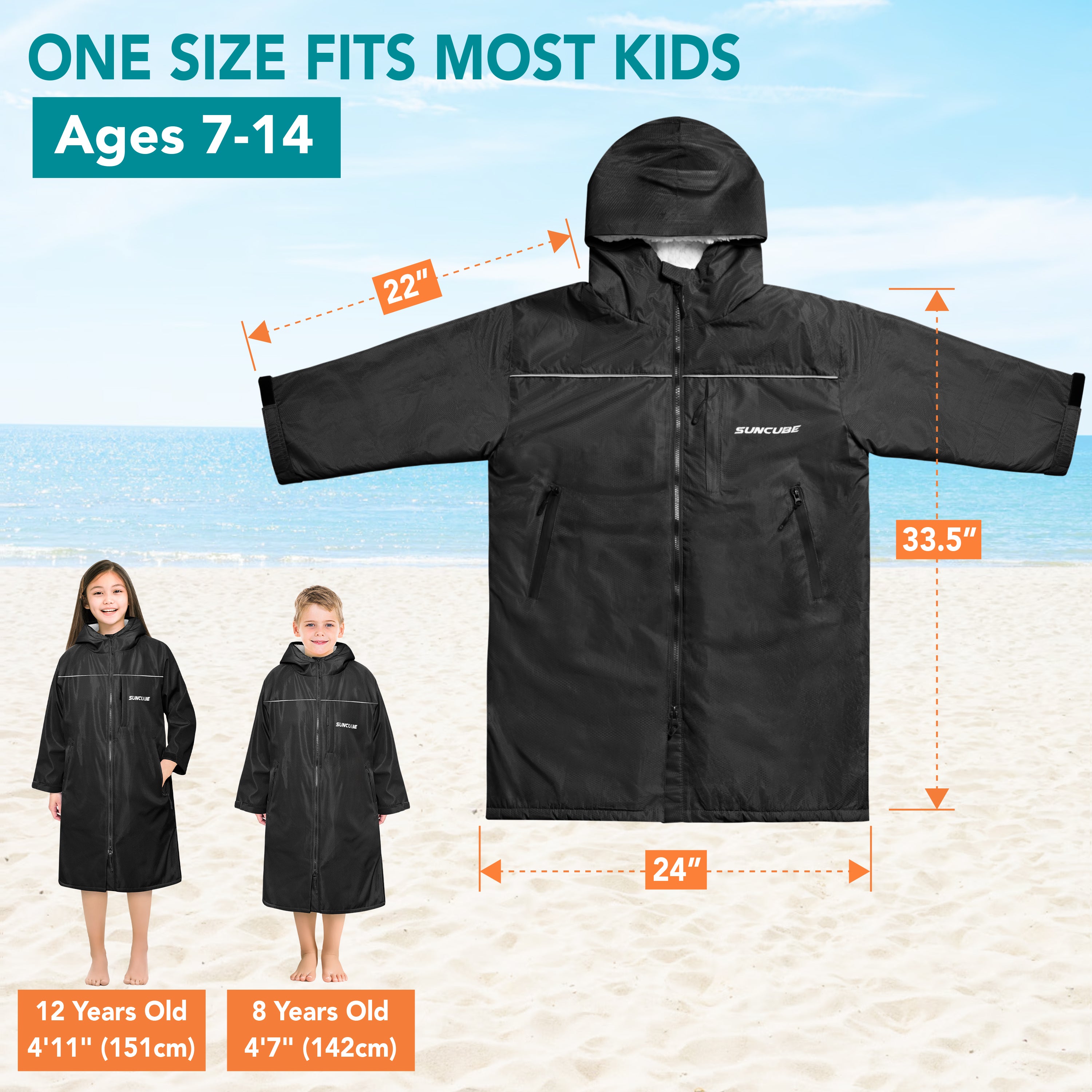 Unisex Hooded Swim Parka - Sherpa, Kids / Teen