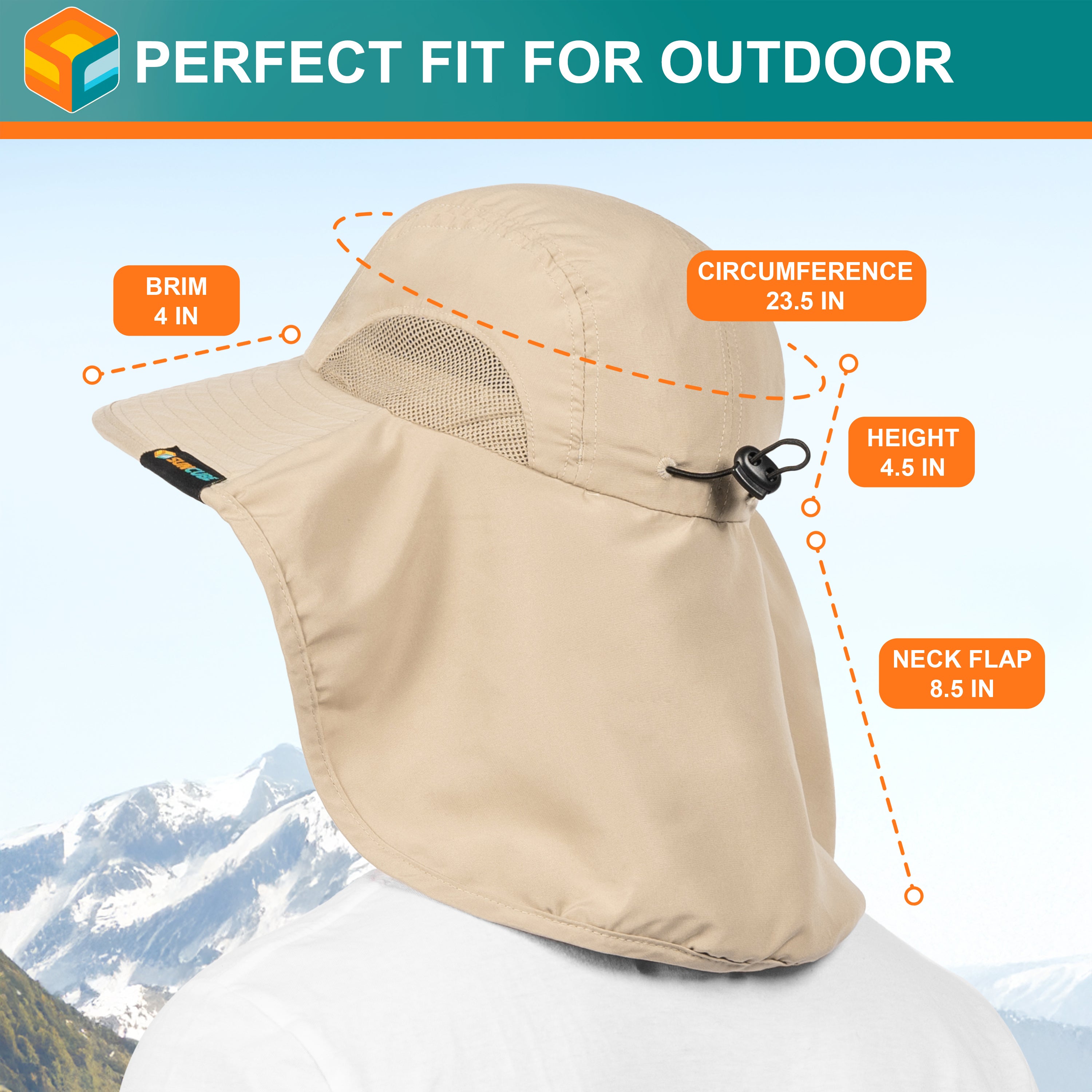 Unisex Wide Brim Sun Hat with Neck Cover