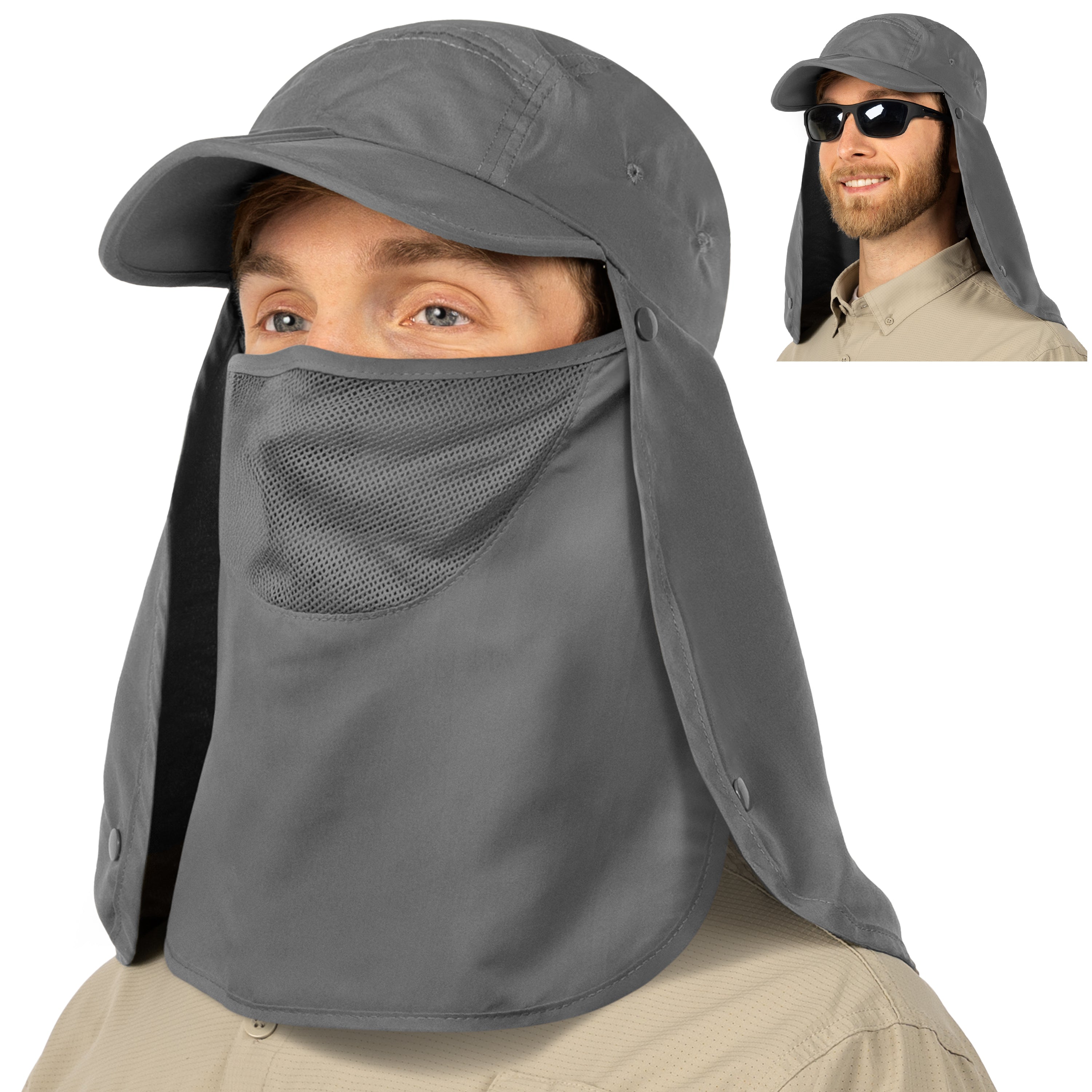 Unisex Sun Cap with Neck Flap and Face Cover