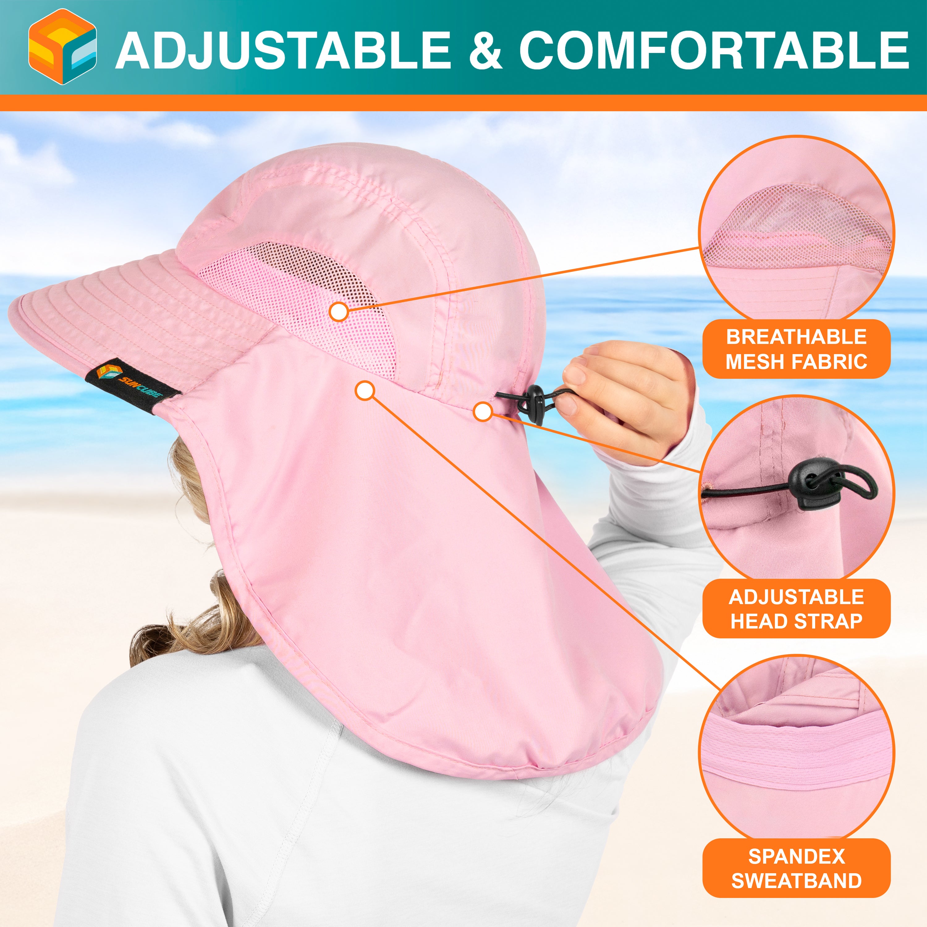 Unisex Wide Brim Sun Hat with Neck Cover
