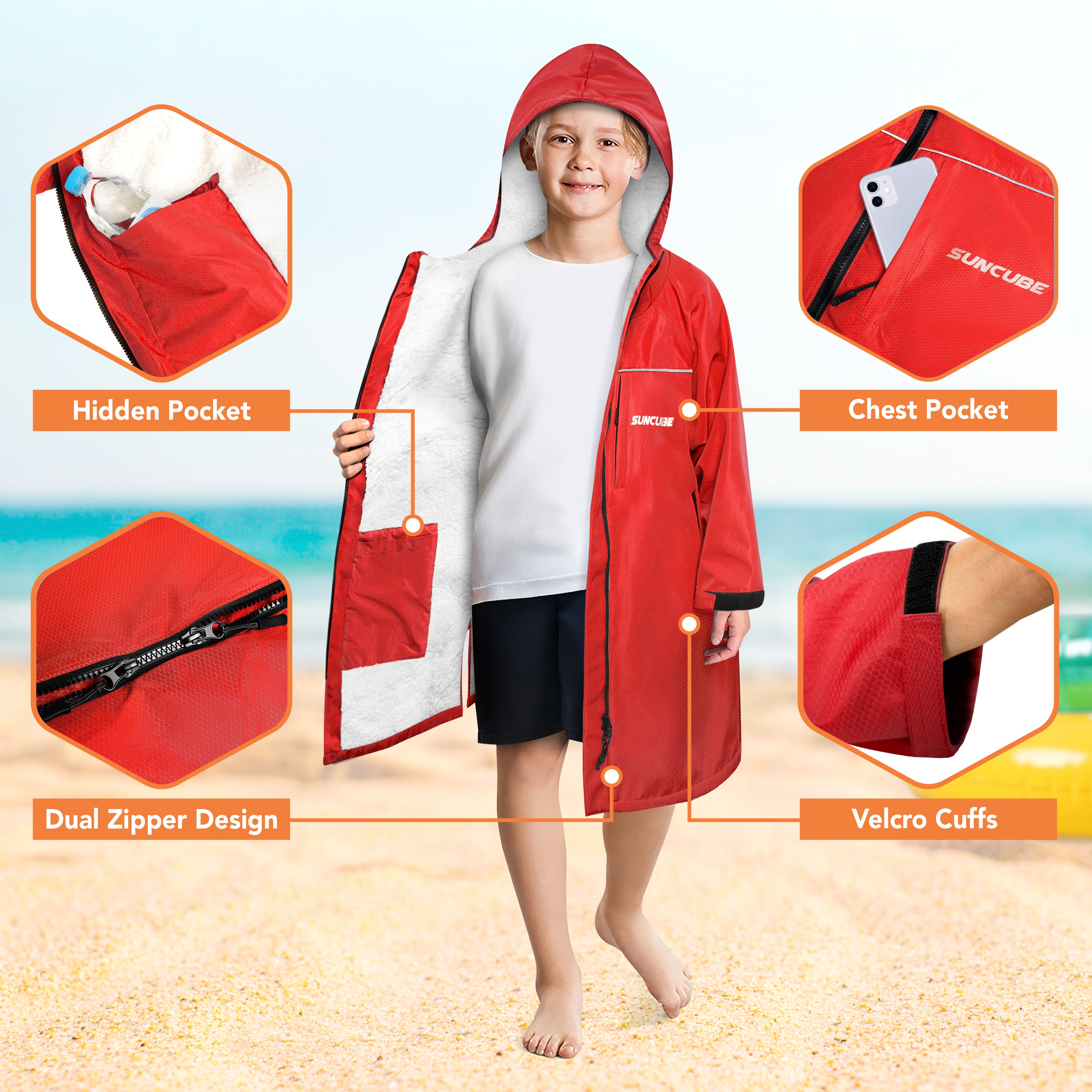 Unisex Hooded Swim Parka - Sherpa, Kids / Teen
