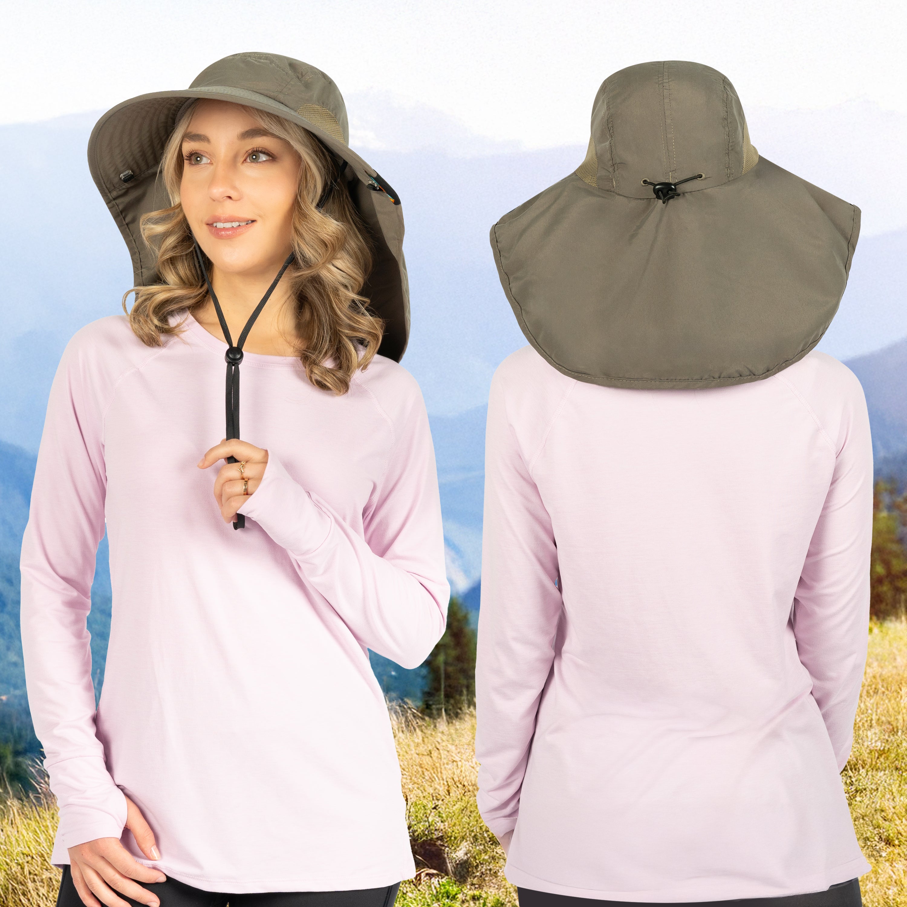 Unisex Wide Brim Sun Hat with Neck Cover