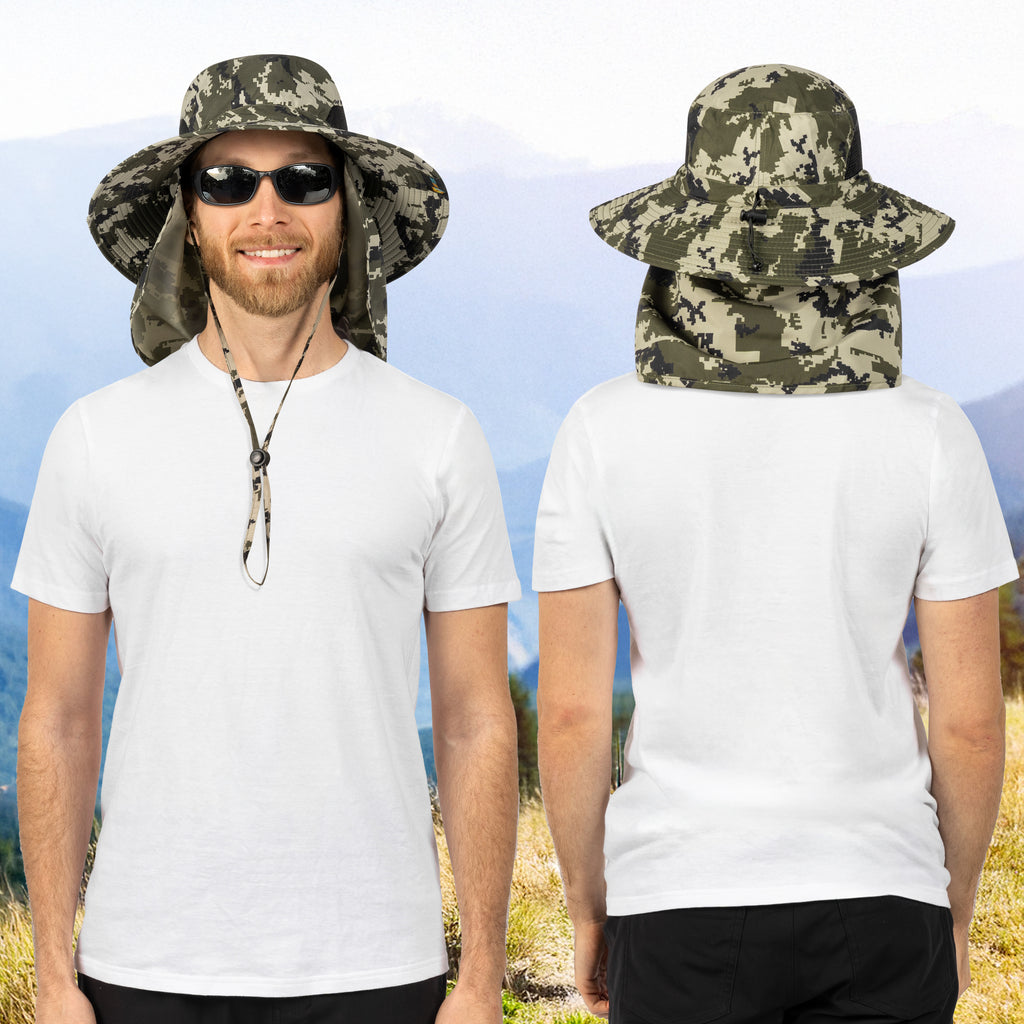 Unisex Wide Brim Sun Hat with Side Vent and Neck Flap Cover