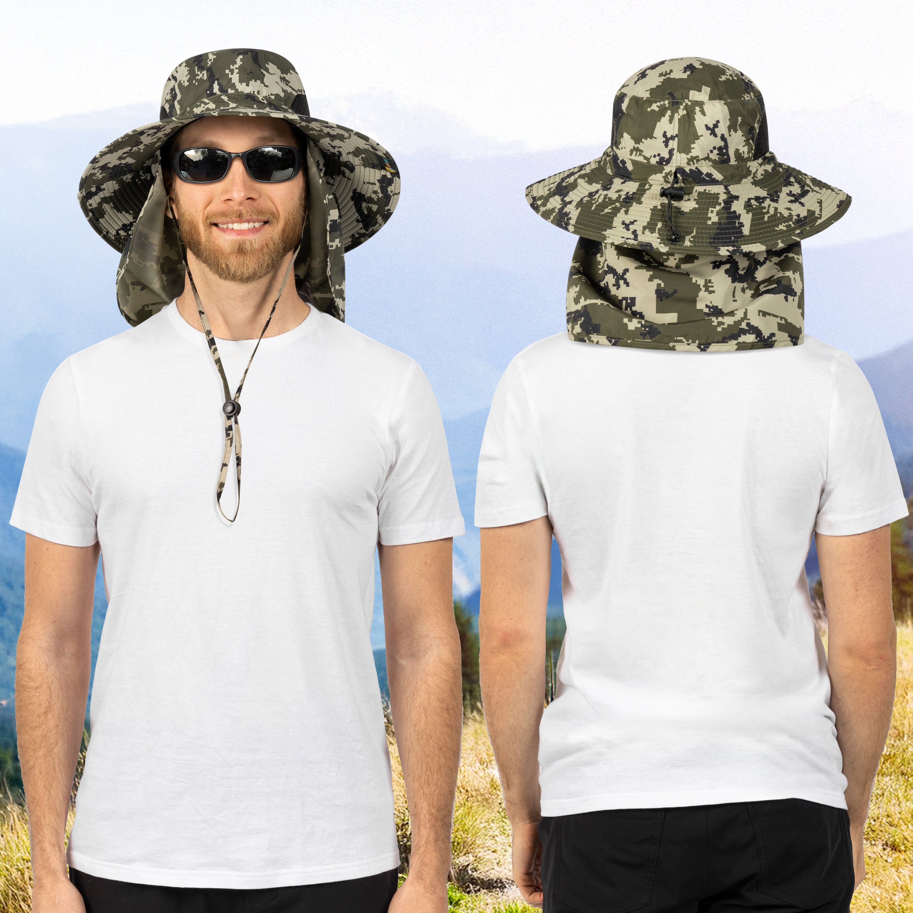 Unisex Wide Brim Sun Hat with Side Vent and Neck Flap Cover