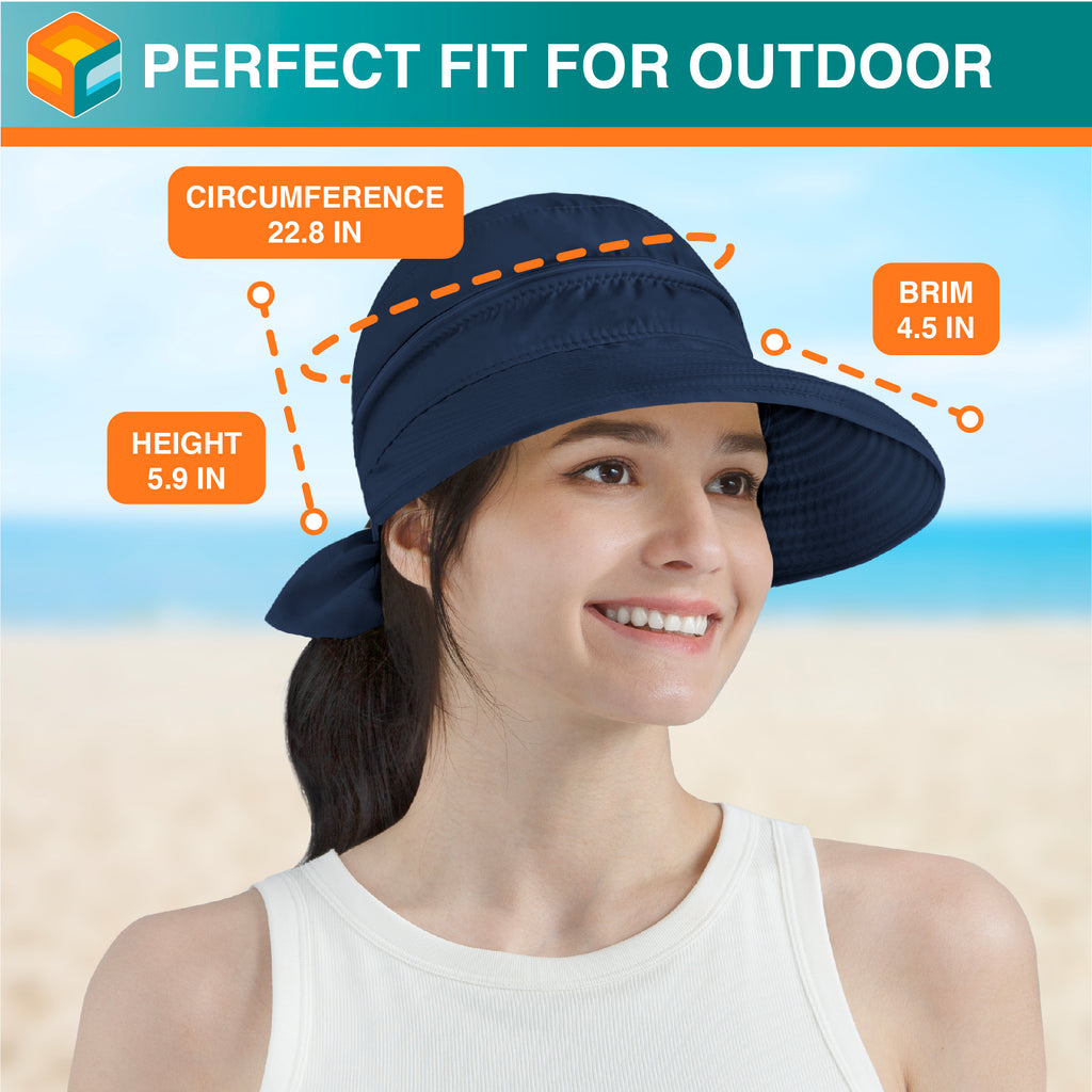 Womens Convertible Zip Off Sun Visor Hat