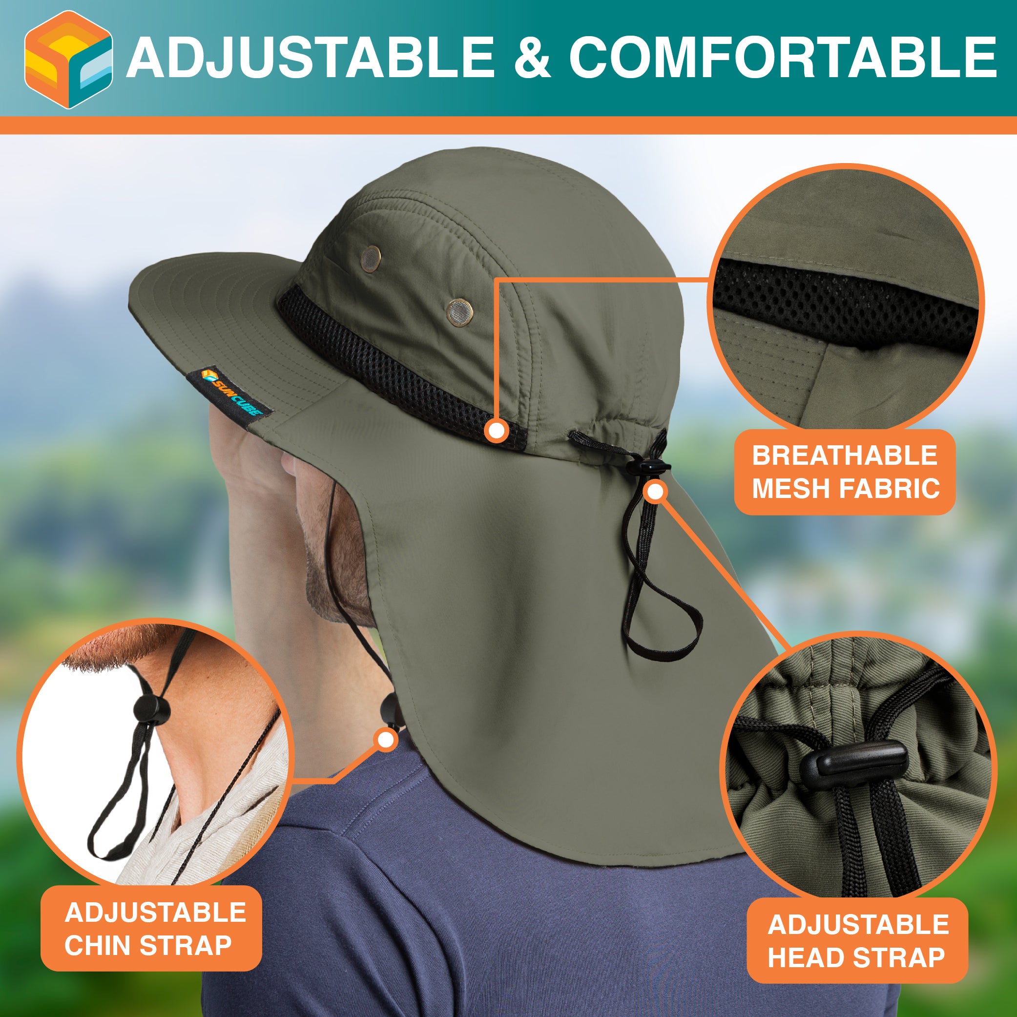 Unisex Sun Hat with Neck Flap Cover