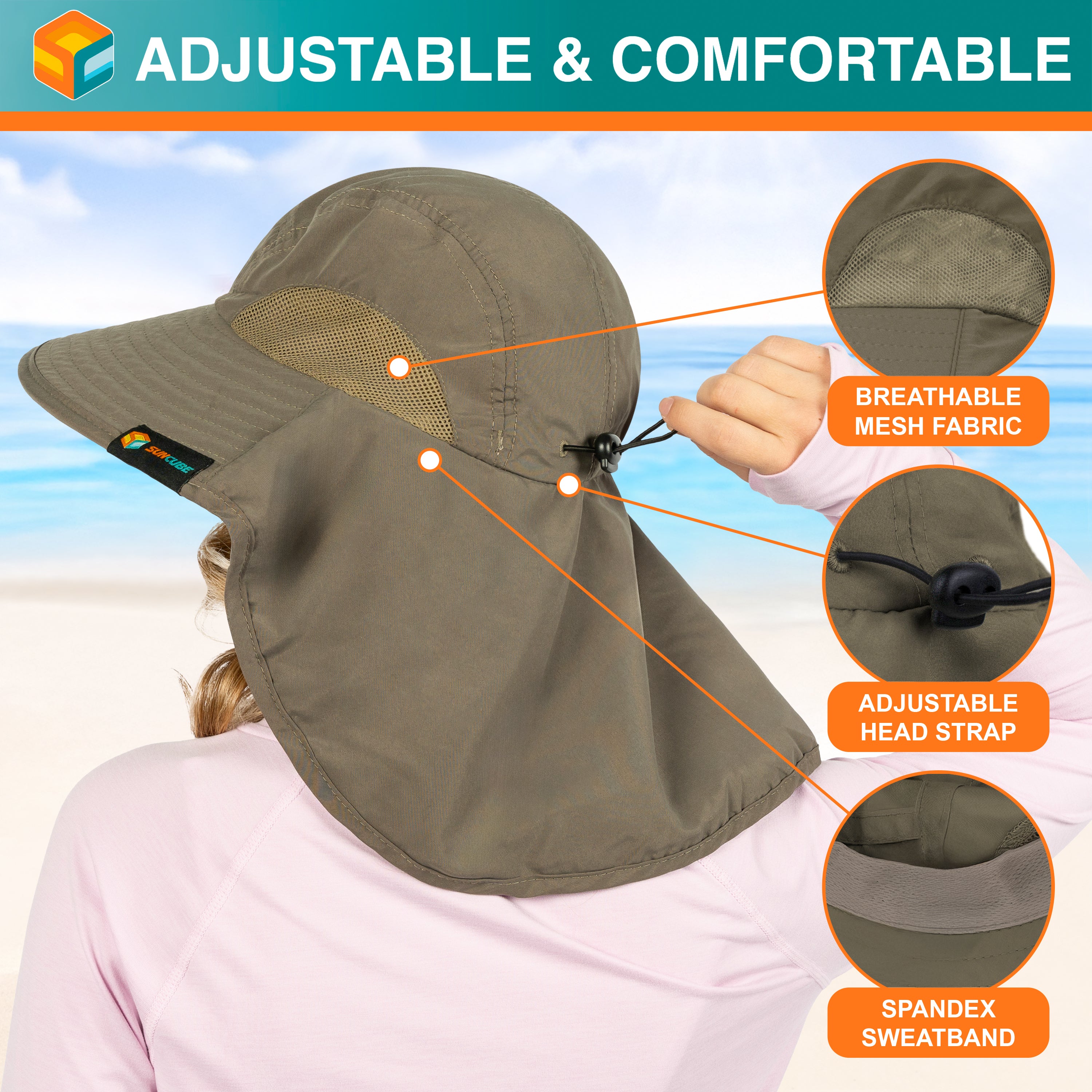Unisex Wide Brim Sun Hat with Neck Cover