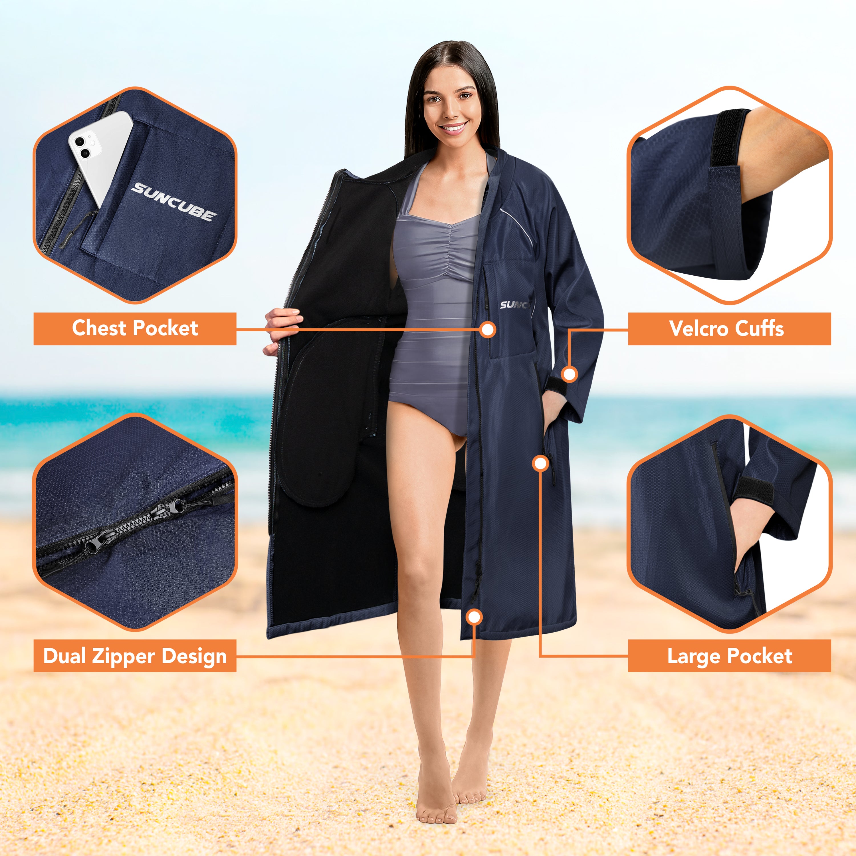 Unisex Hooded Swim Parka - Fleece, Adults