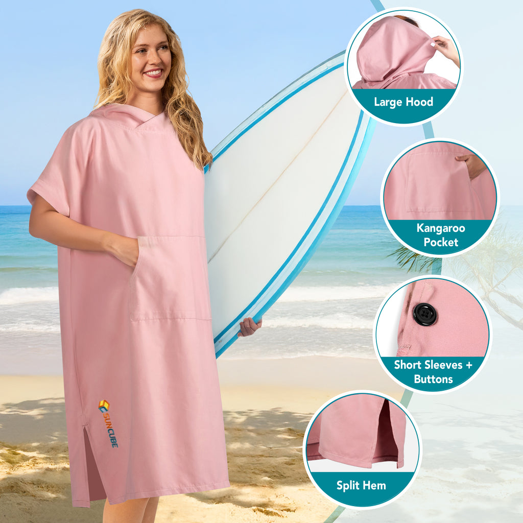 Surf Poncho Changing Robe with Hood, Microfiber - Adults
