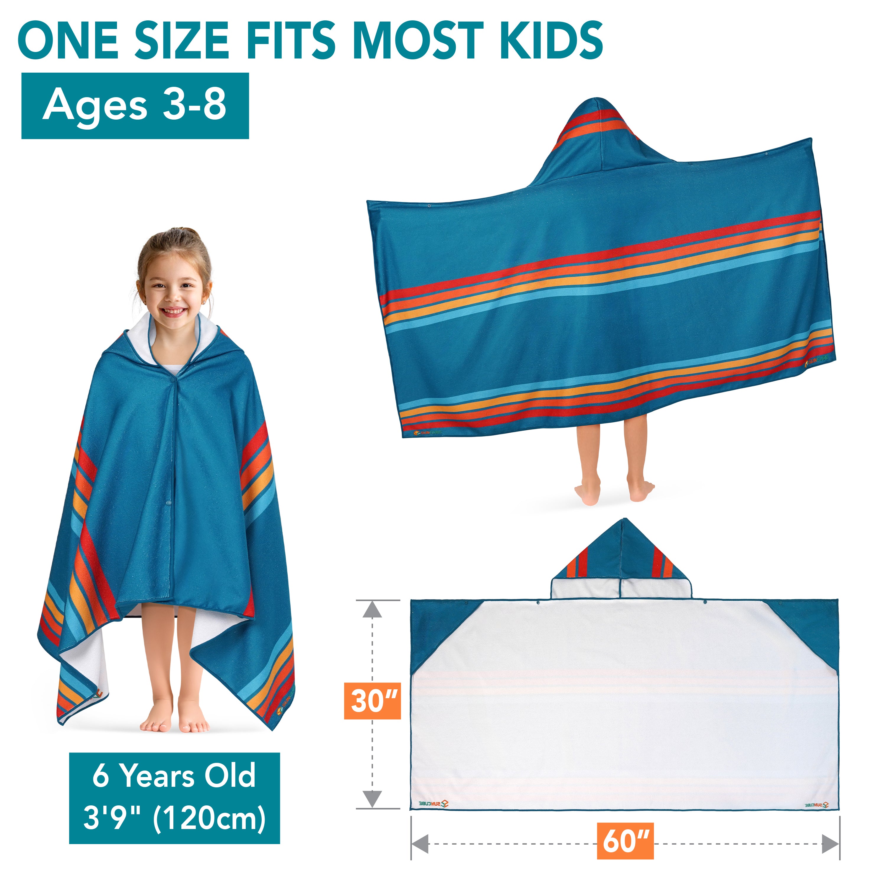 Kids Hooded Poncho Wrap Bath Towel