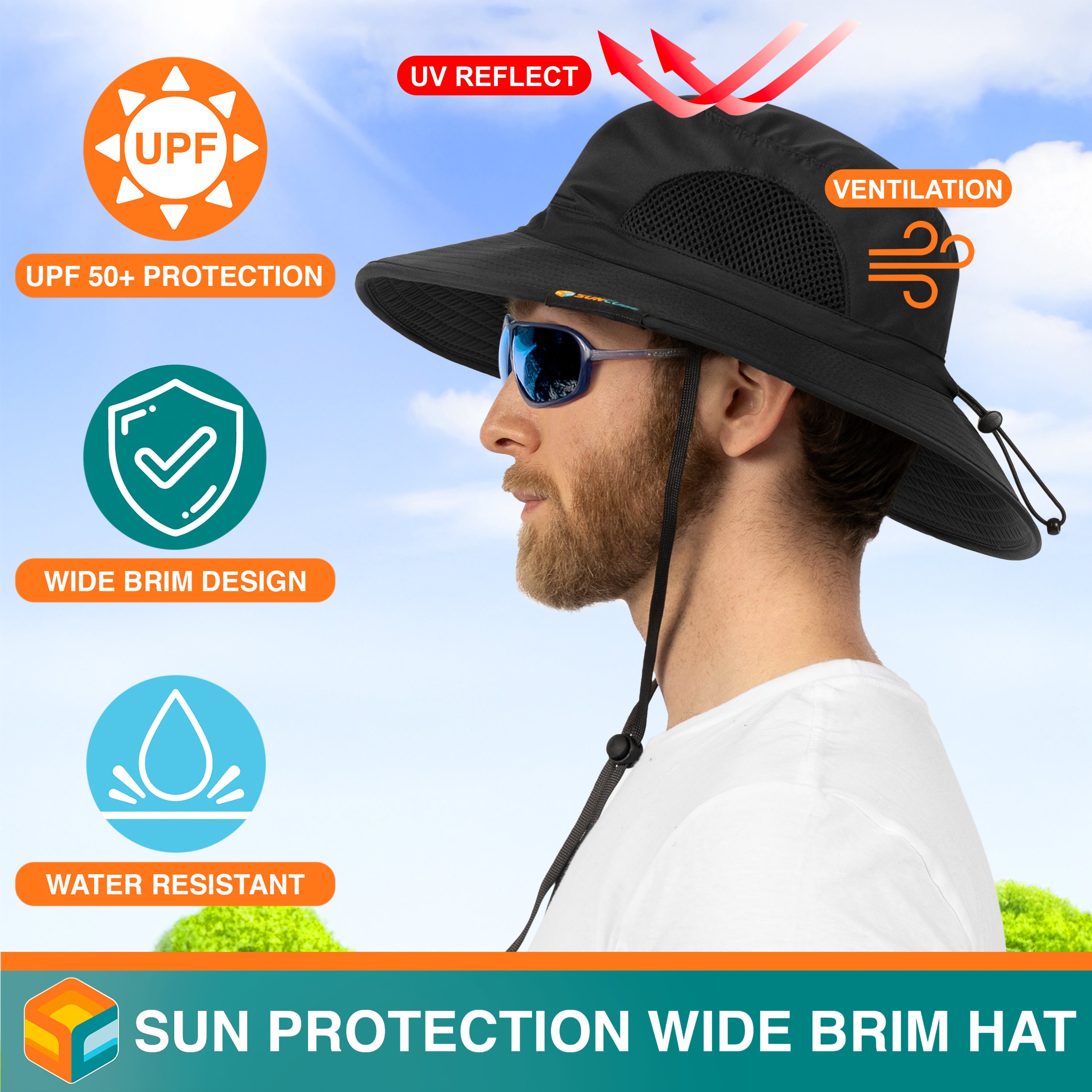 Unisex Wide Brim Sun Hat with Side Vent