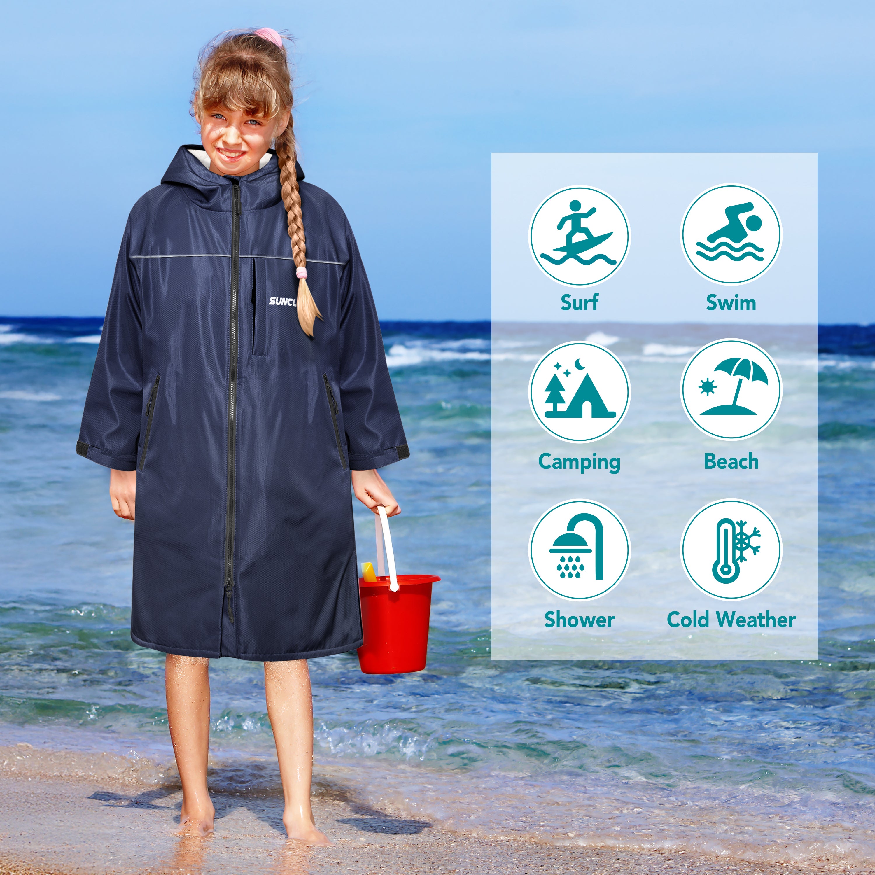 Unisex Hooded Swim Parka - Sherpa, Kids / Teen