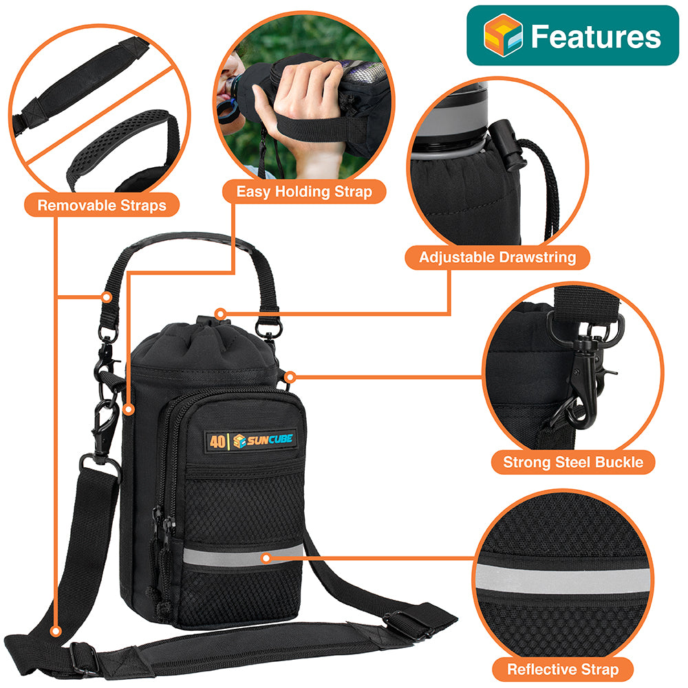 Insulated Water Bottle Carrier with Strap