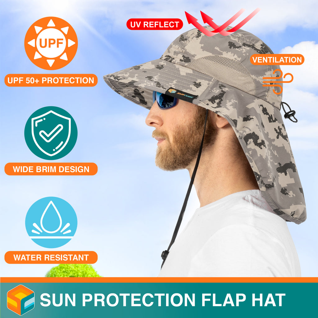 Unisex Wide Brim Sun Hat with Neck Cover