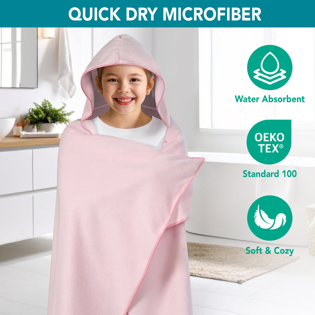 Kids Hooded Poncho Wrap Bath Towel