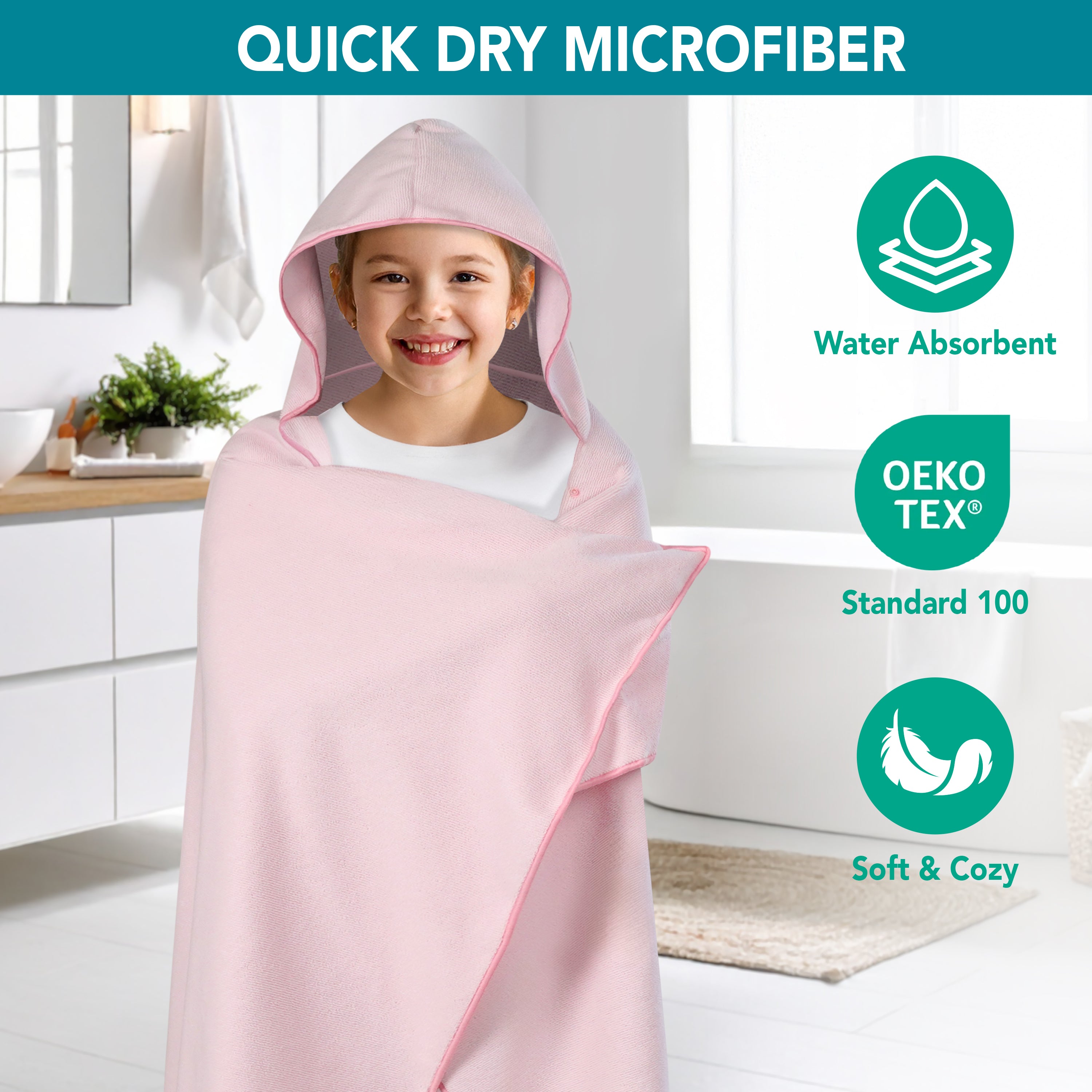 Kids Hooded Poncho Wrap Bath Towel